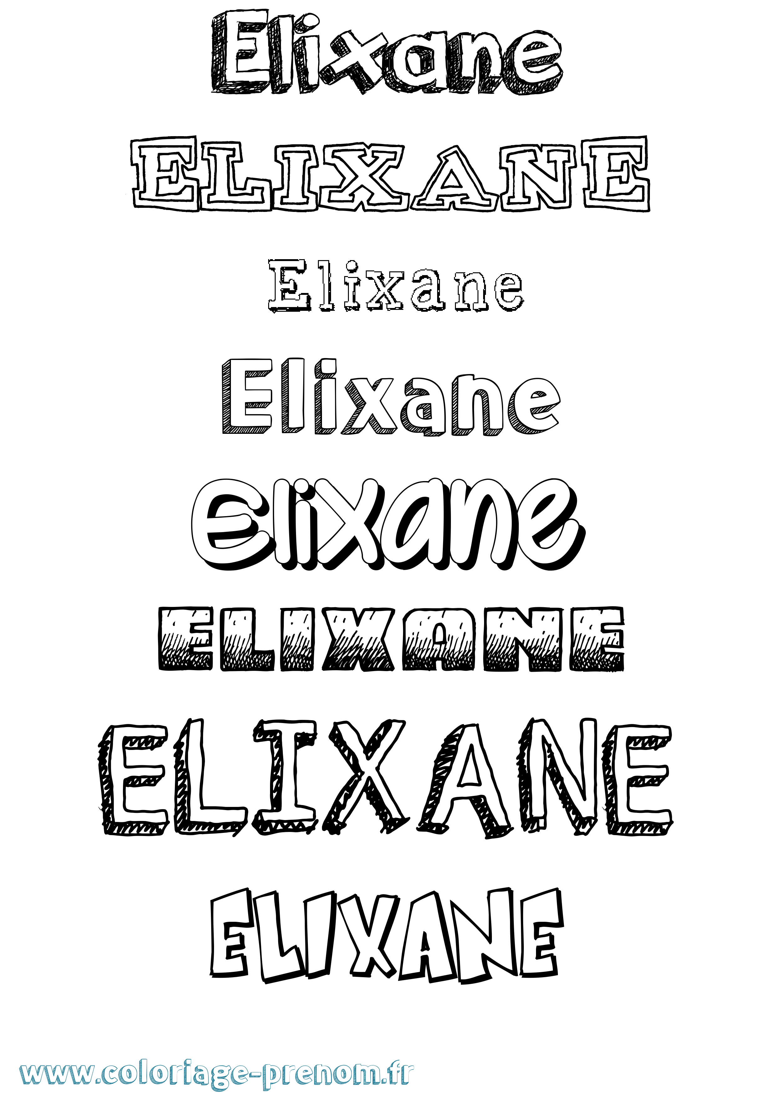 Coloriage Elixane Dessiné Coloriage prénom Elixane Dessiné