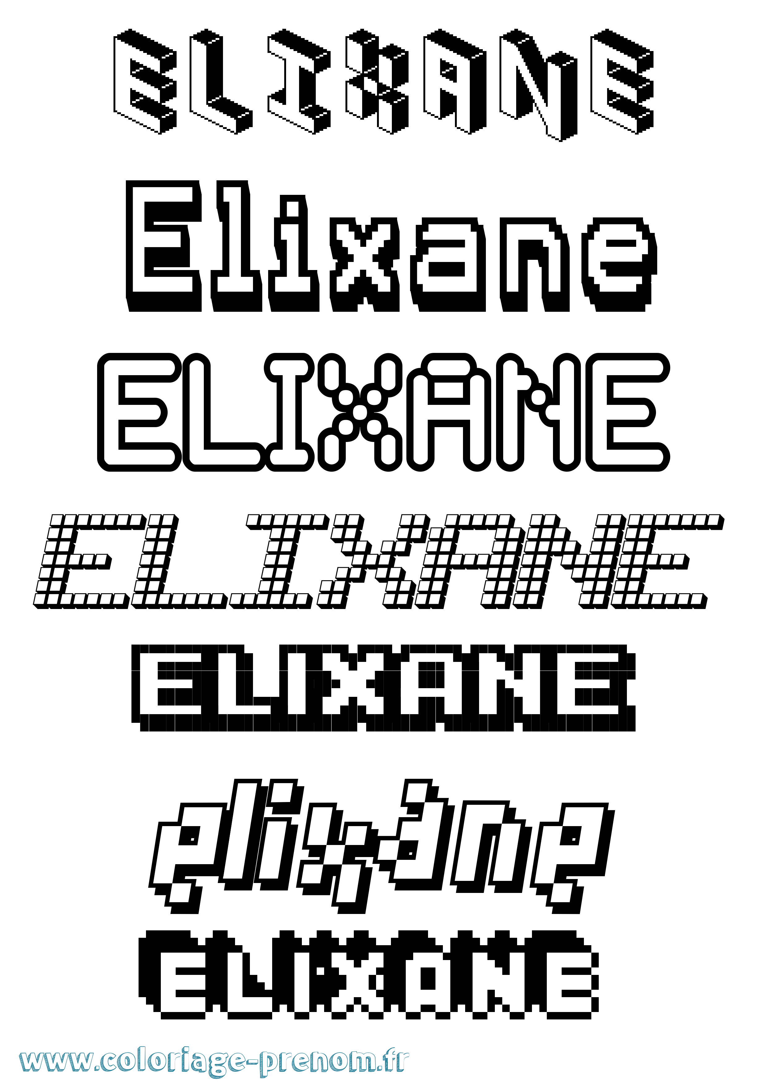 Coloriage Elixane Pixel Coloriage prénom Elixane Pixel