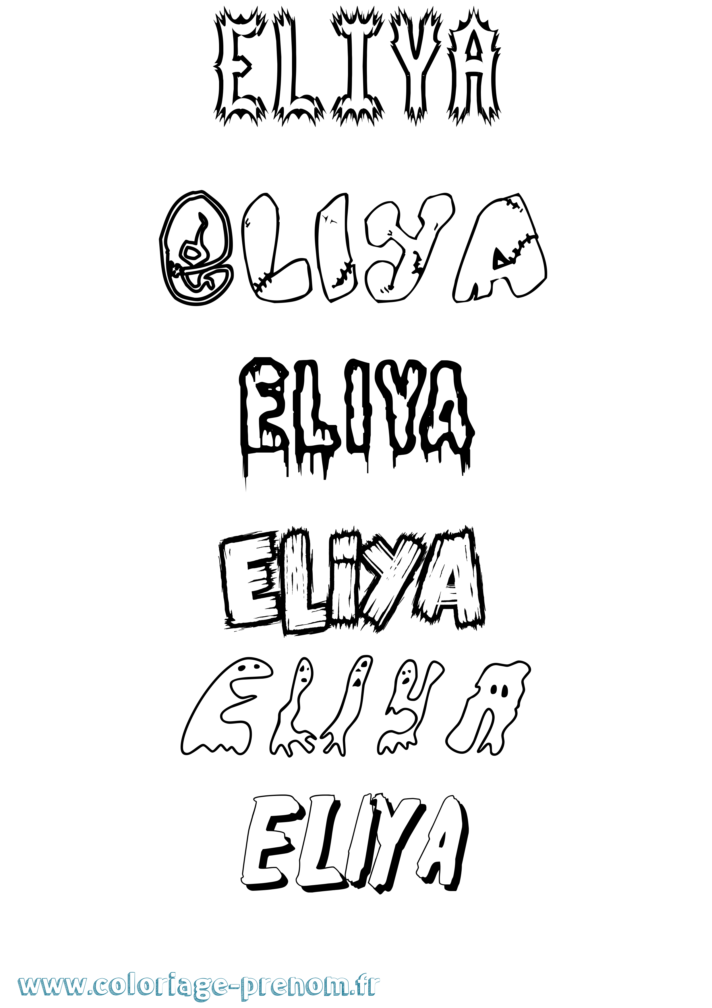 Coloriage Eliya Frisson Coloriage prénom Eliya Frisson