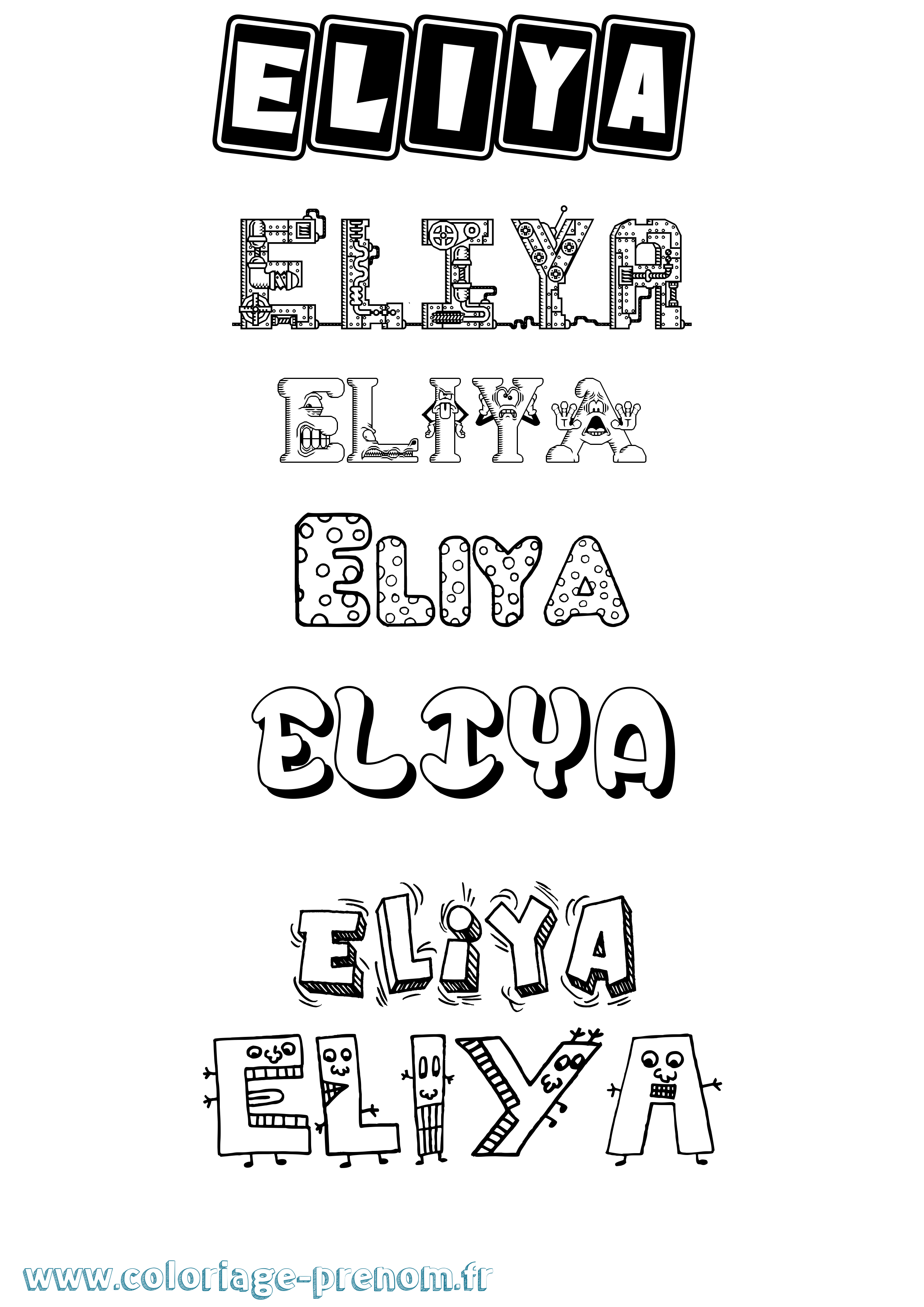 Coloriage Eliya Fun Coloriage prénom Eliya Fun