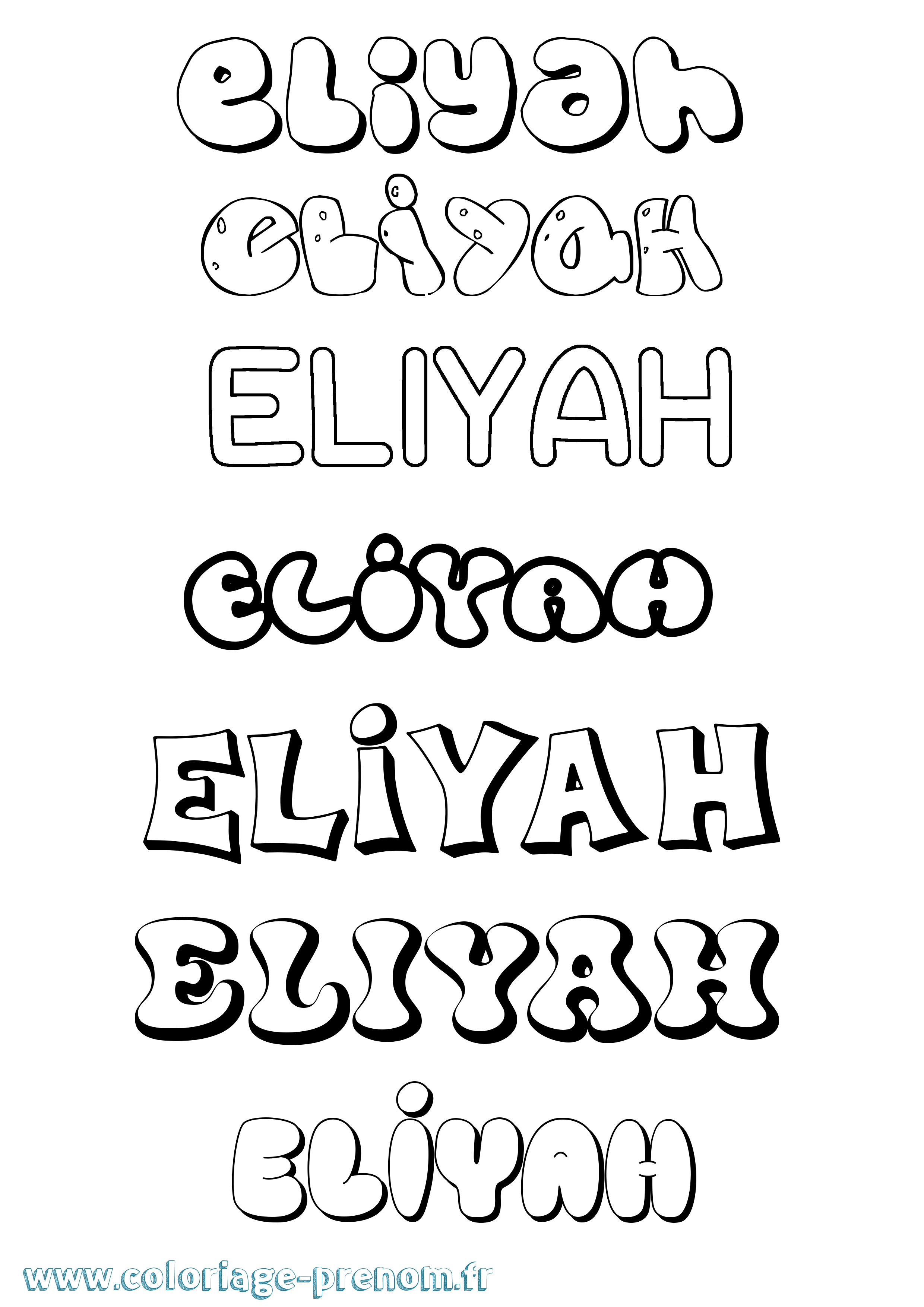 Coloriage Eliyah Bubble Coloriage prénom Eliyah Bubble