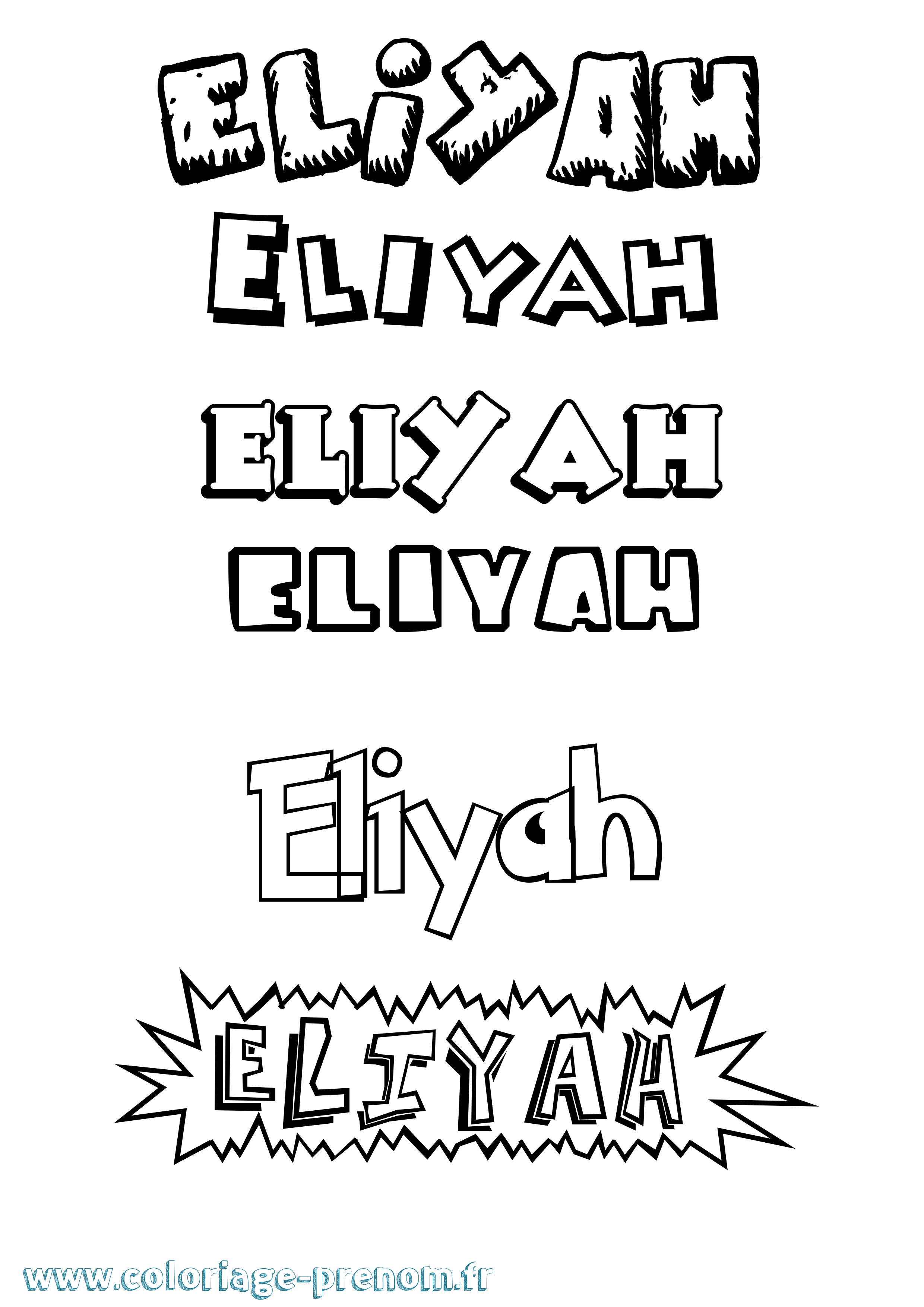 Coloriage Eliyah Dessin Animé Coloriage prénom Eliyah Dessin Animé