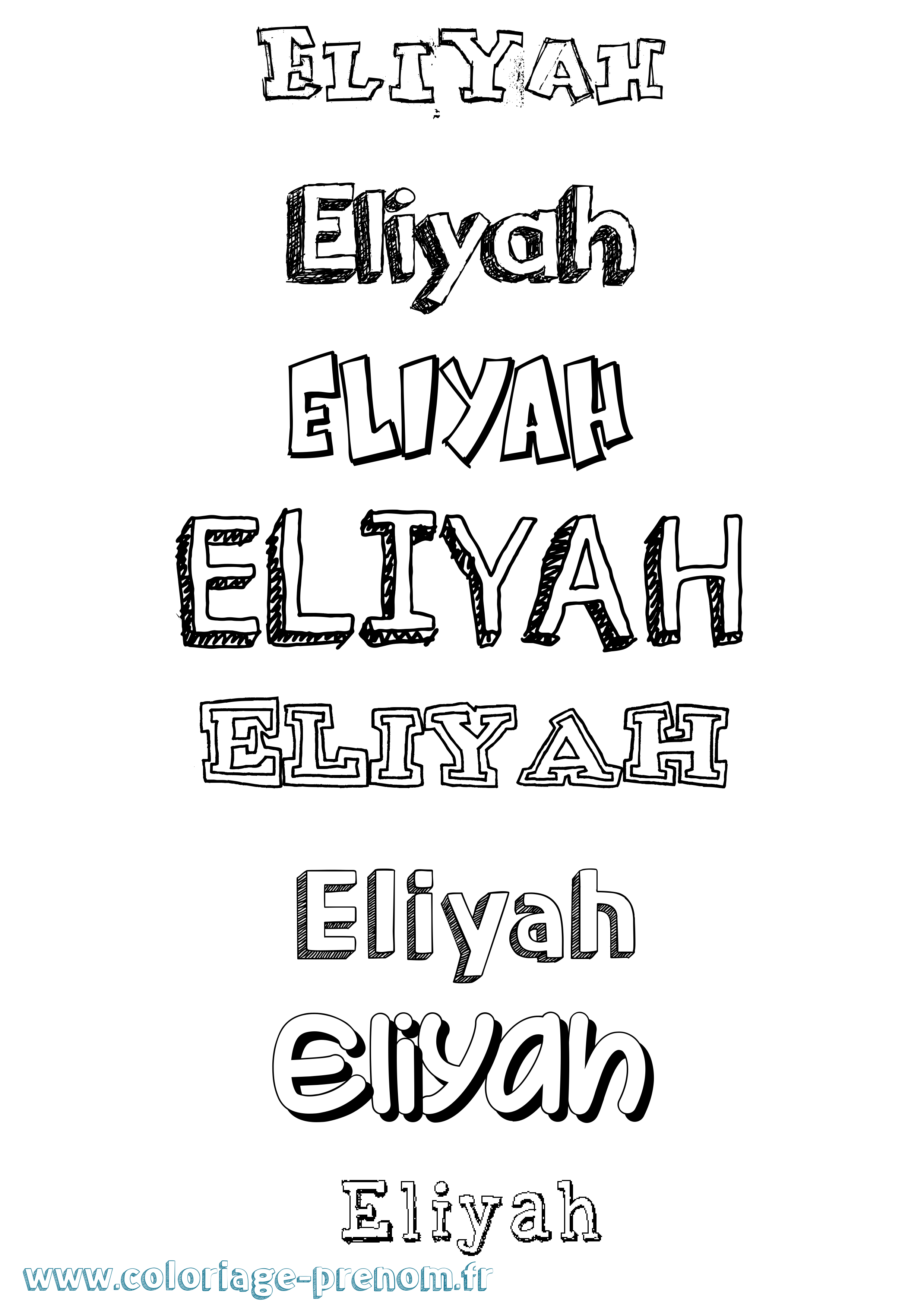 Coloriage Eliyah Dessiné Coloriage prénom Eliyah Dessiné