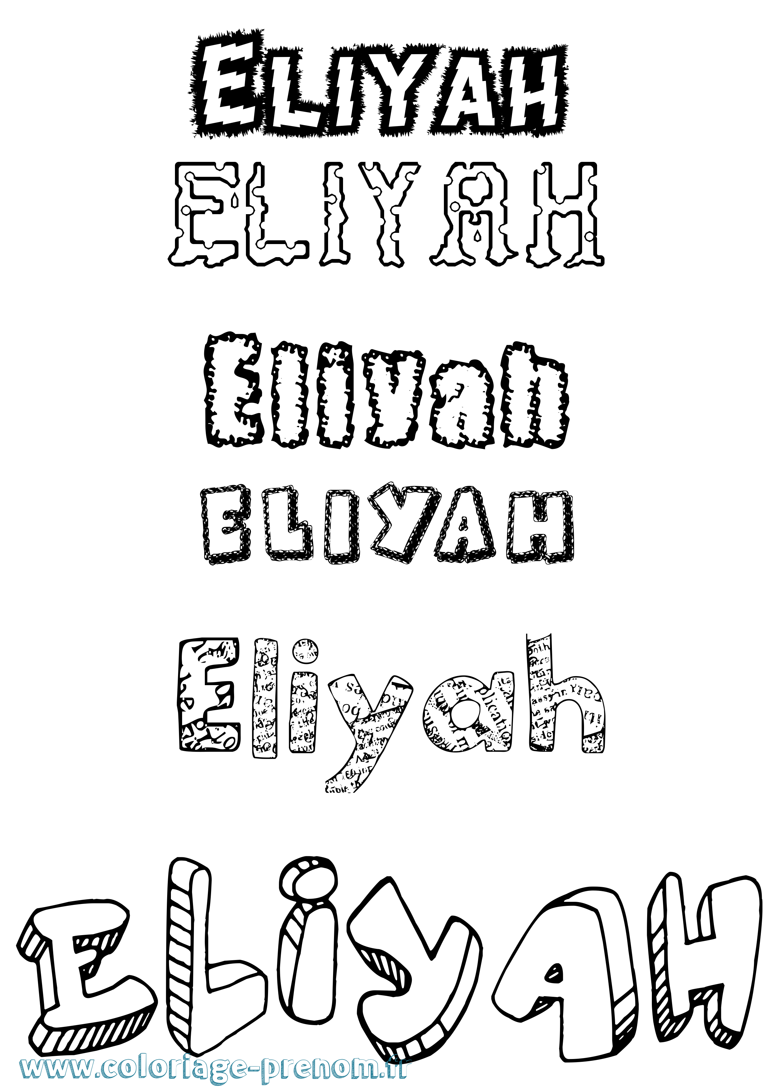 Coloriage Eliyah Destructuré Coloriage prénom Eliyah Destructuré