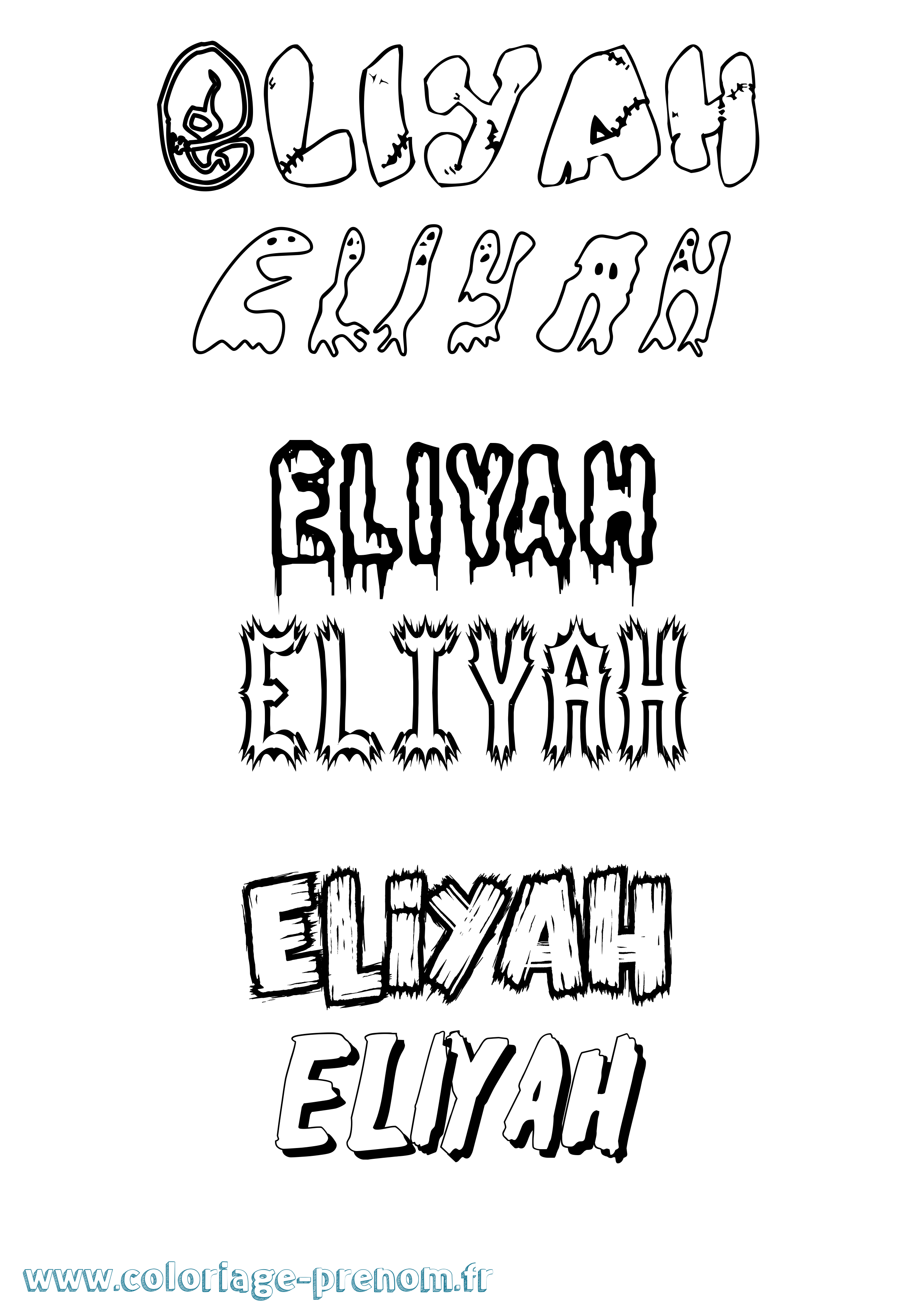 Coloriage Eliyah Frisson Coloriage prénom Eliyah Frisson