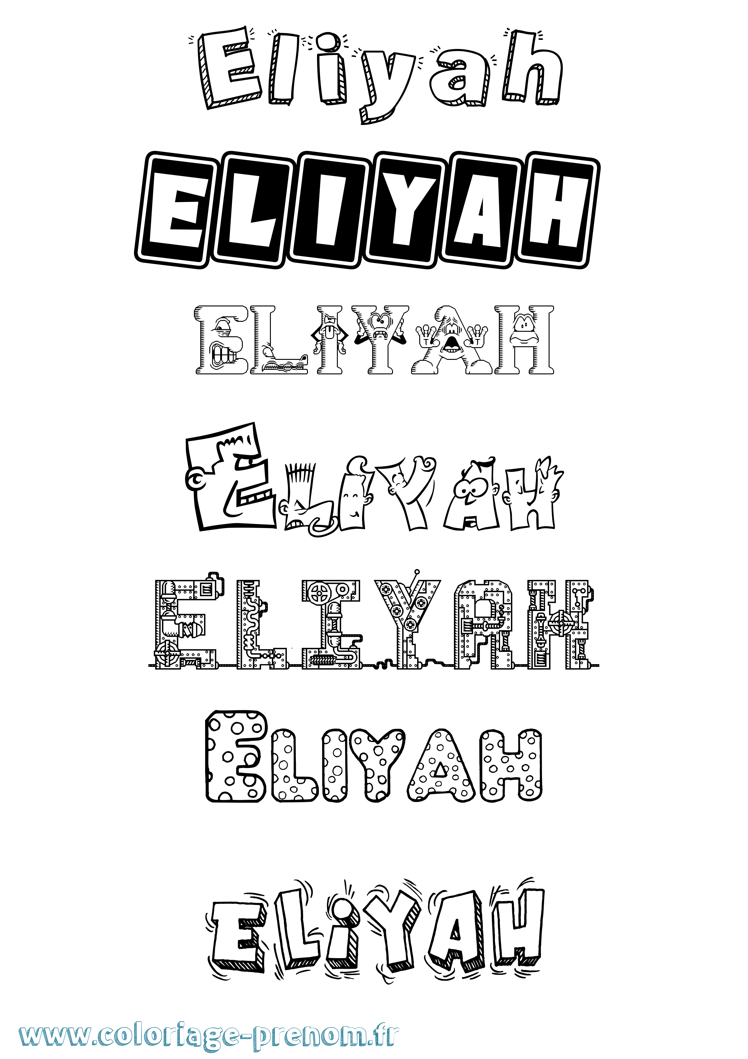 Coloriage Eliyah Fun Coloriage prénom Eliyah Fun