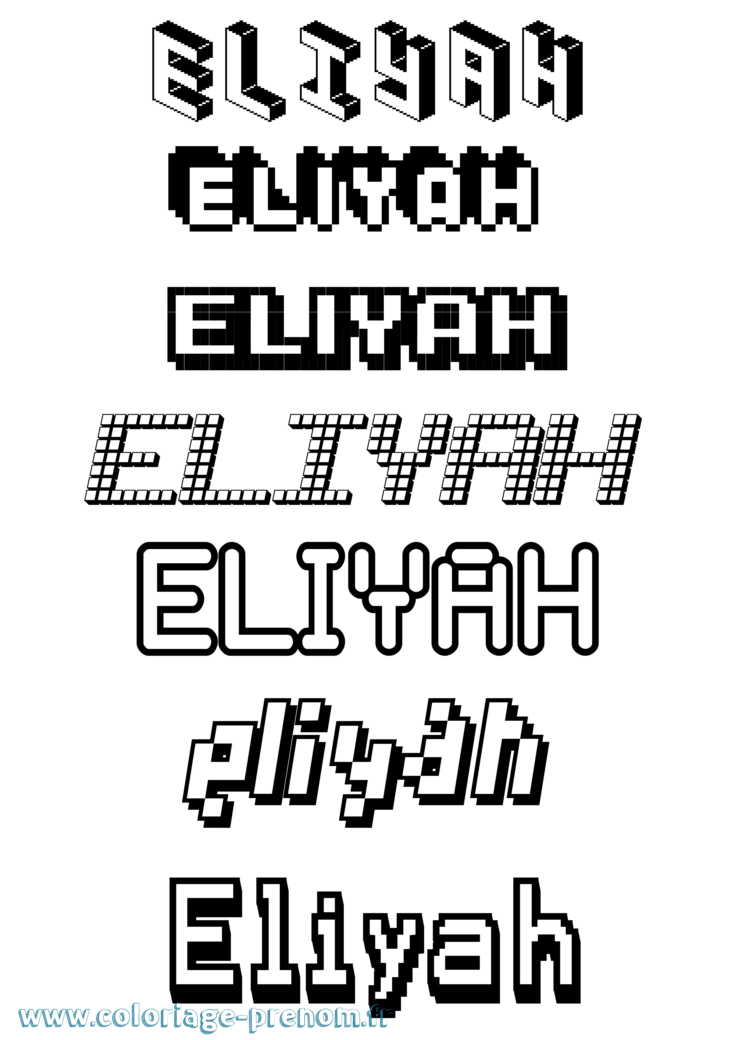 Coloriage Eliyah Pixel Coloriage prénom Eliyah Pixel