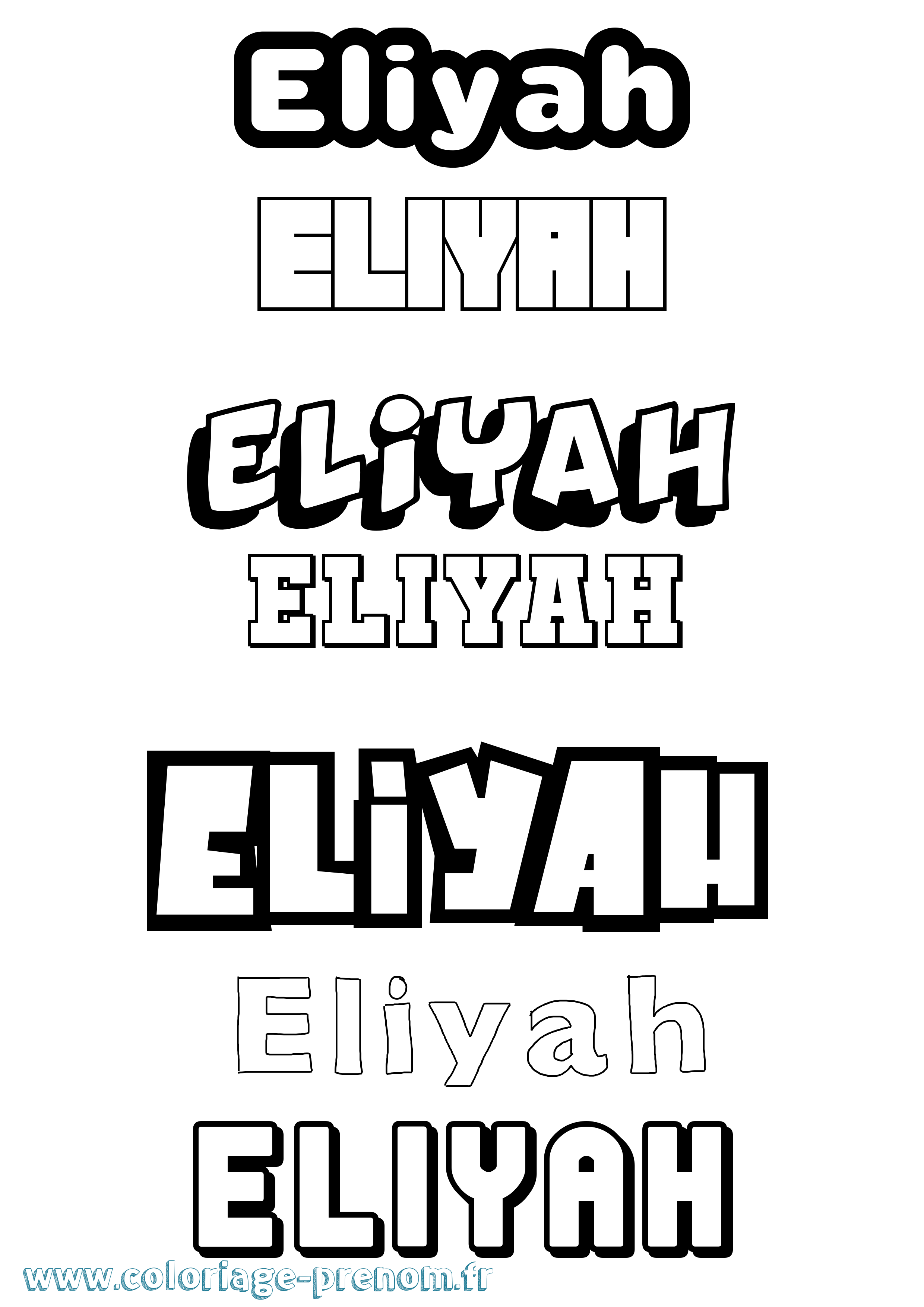 Coloriage Eliyah Simple Coloriage prénom Eliyah Simple