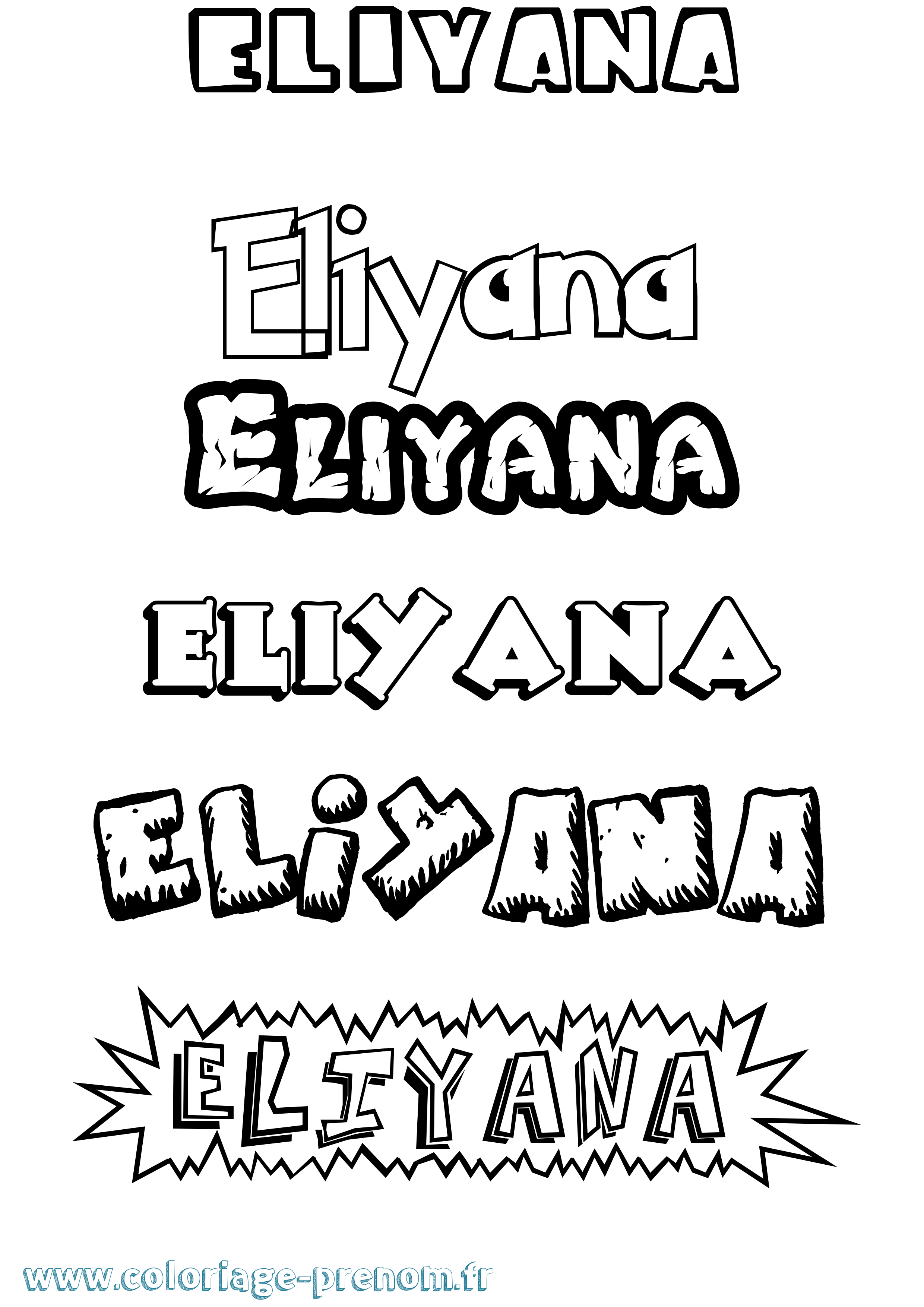Coloriage Eliyana Dessin Animé Coloriage prénom Eliyana Dessin Animé