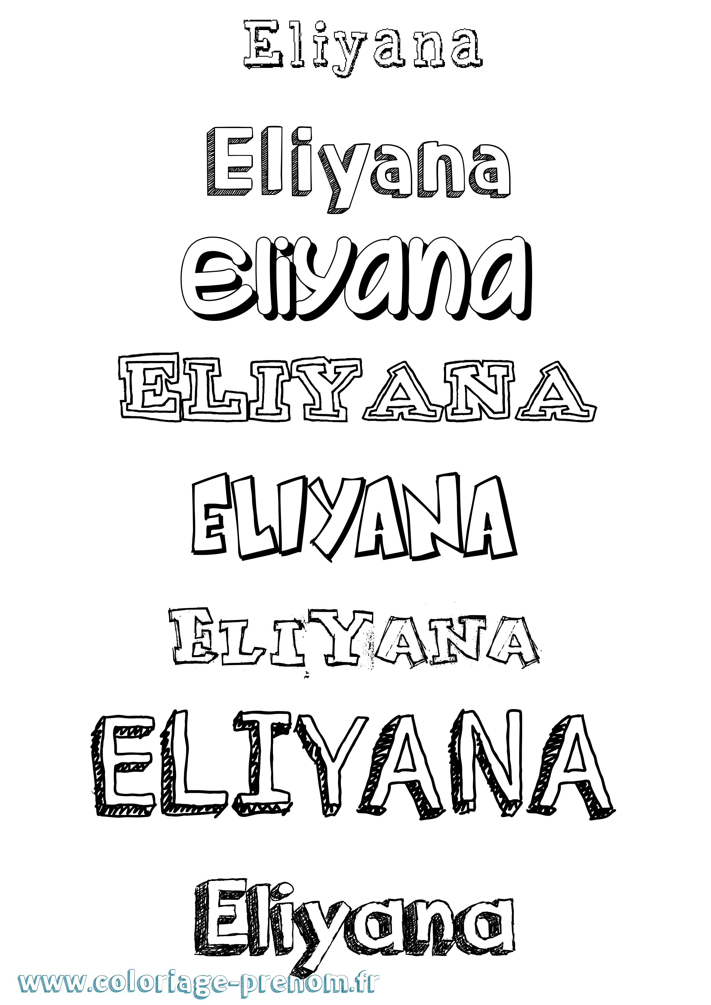 Coloriage Eliyana Dessiné Coloriage prénom Eliyana Dessiné