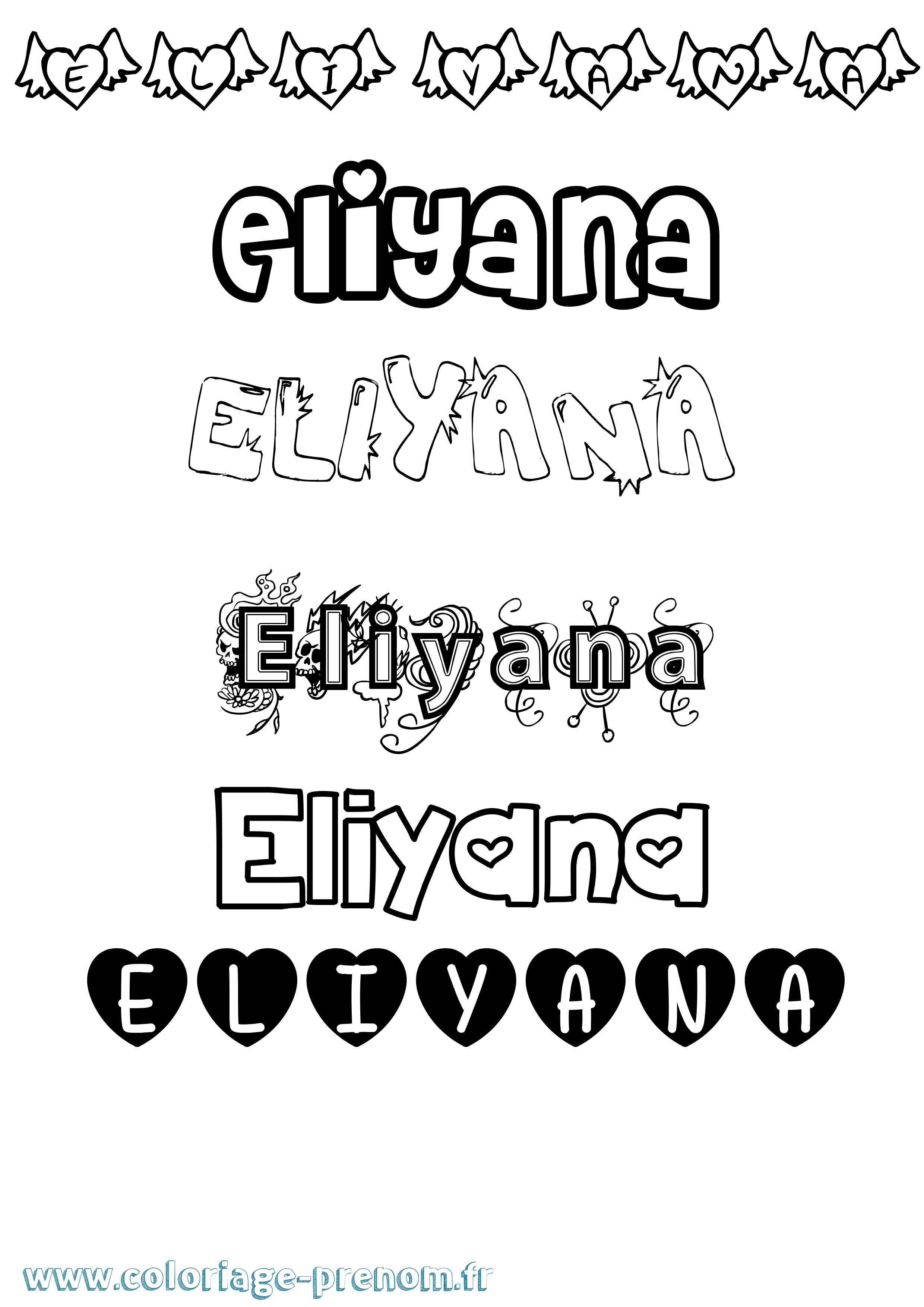 Coloriage Eliyana Girly Coloriage prénom Eliyana Girly