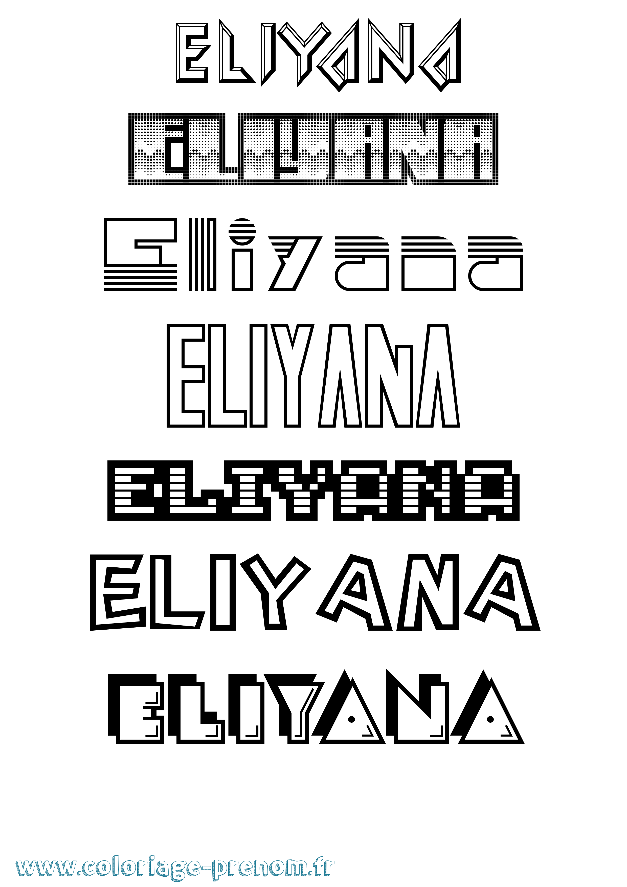 Coloriage Eliyana Jeux Vidéos Coloriage prénom Eliyana Jeux Vidéos