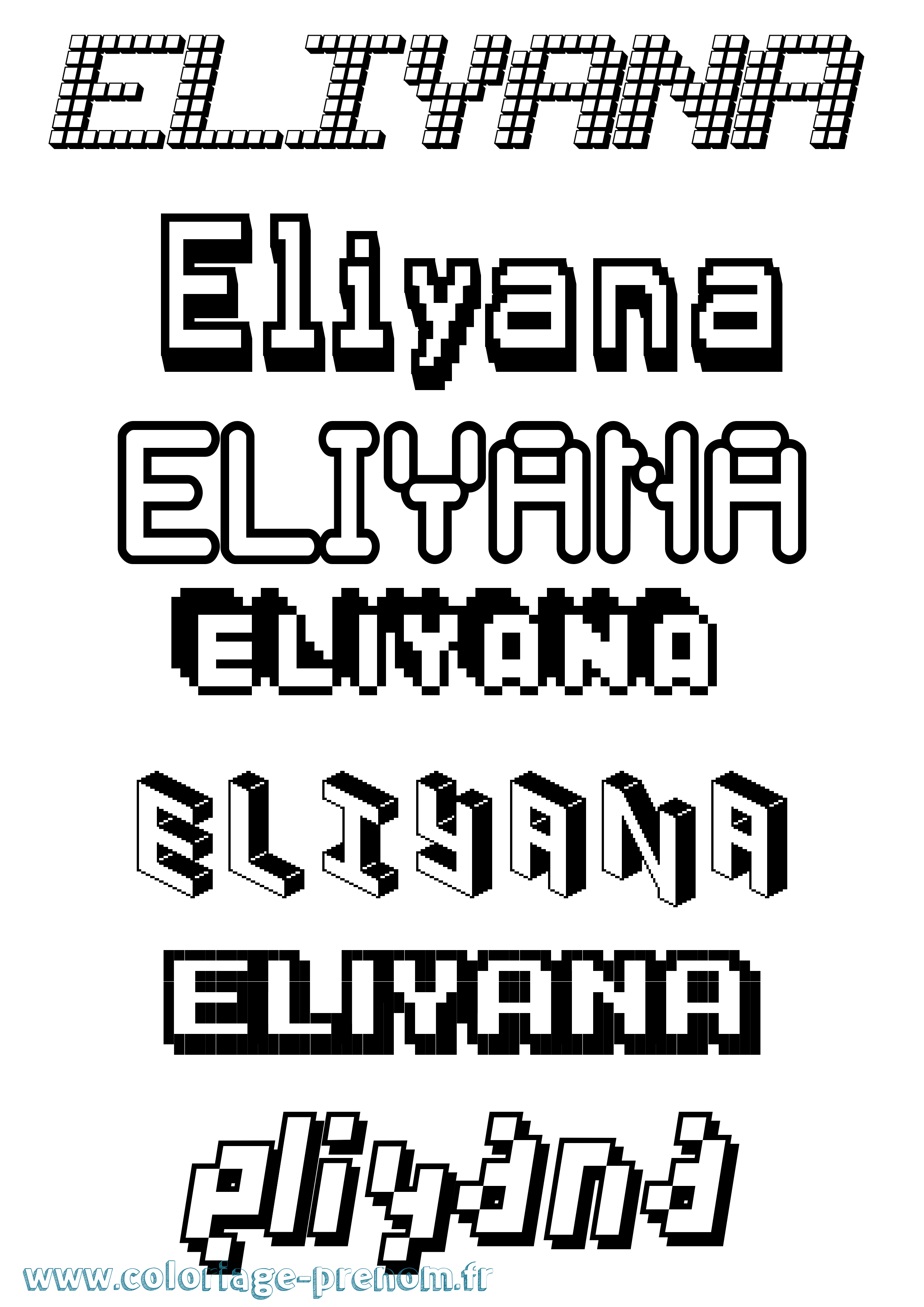 Coloriage Eliyana Pixel Coloriage prénom Eliyana Pixel