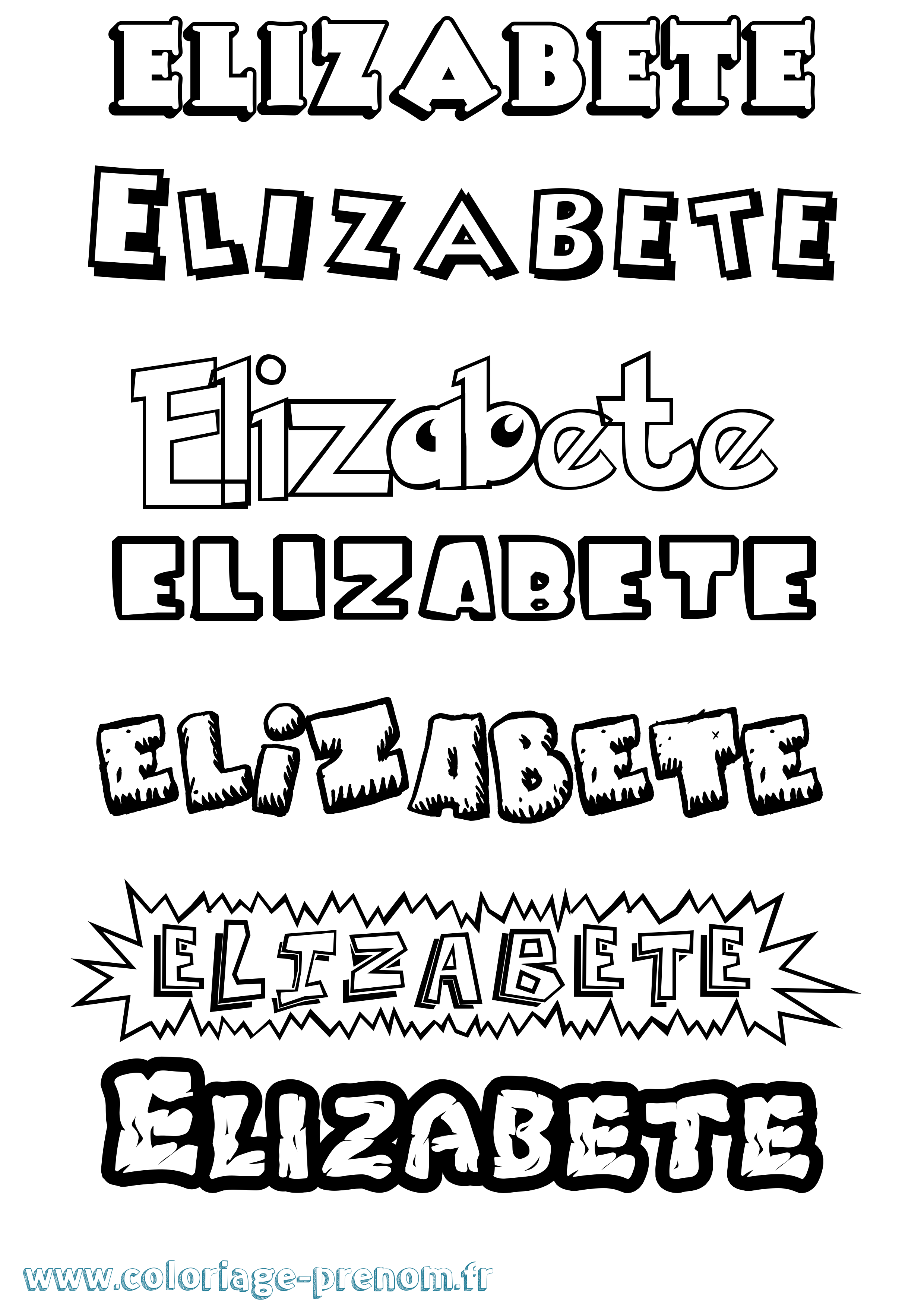 Coloriage Elizabete Dessin Animé Coloriage prénom Elizabete Dessin Animé