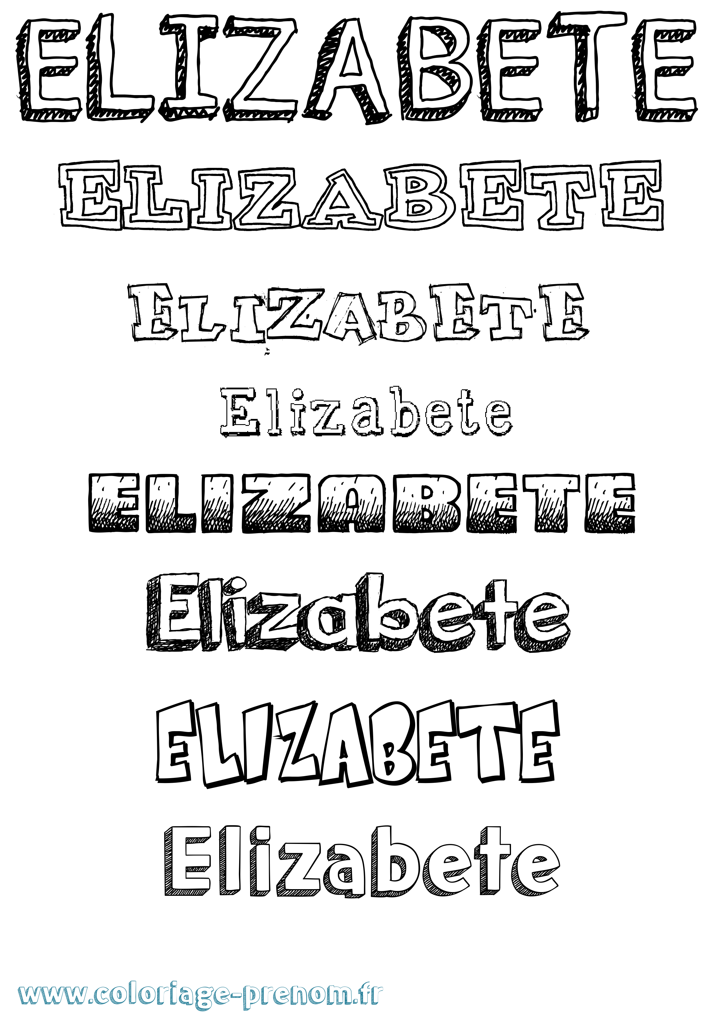 Coloriage Elizabete Dessiné Coloriage prénom Elizabete Dessiné