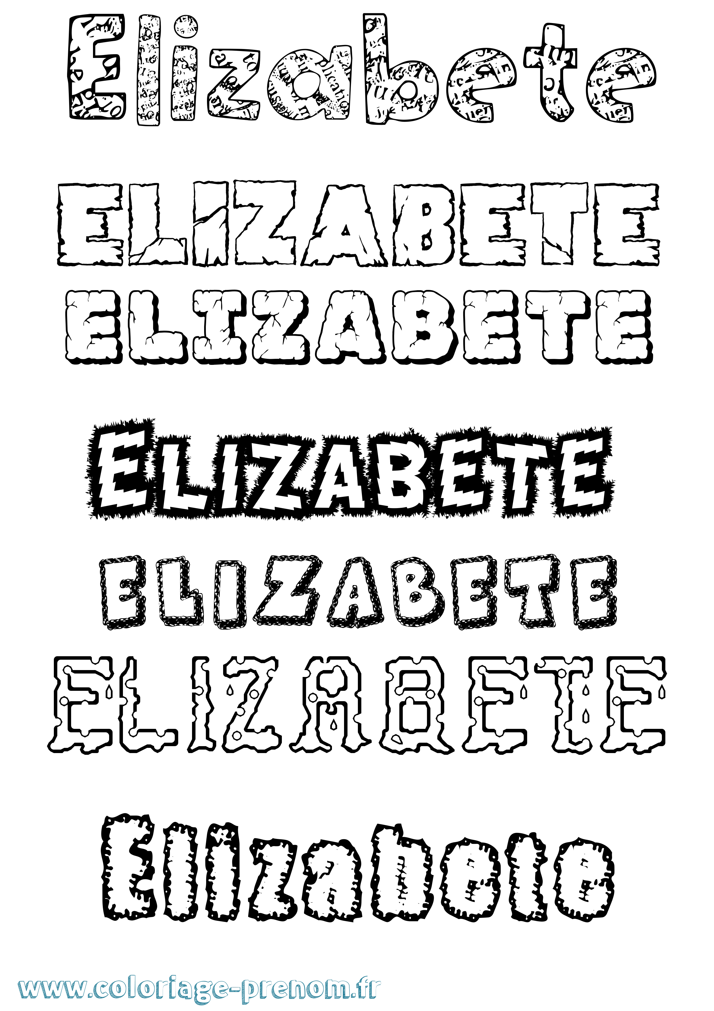 Coloriage Elizabete Destructuré Coloriage prénom Elizabete Destructuré