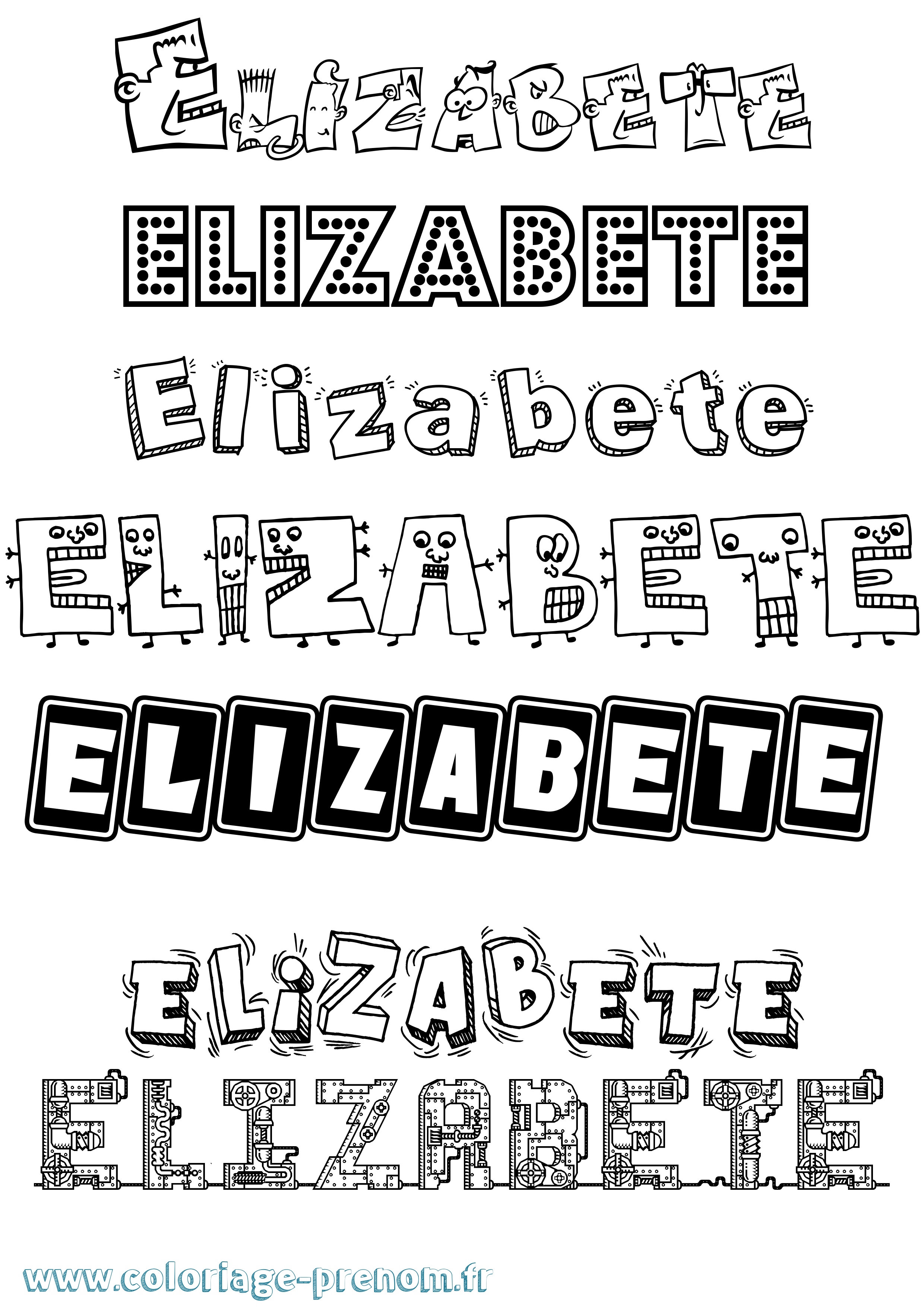 Coloriage Elizabete Fun Coloriage prénom Elizabete Fun