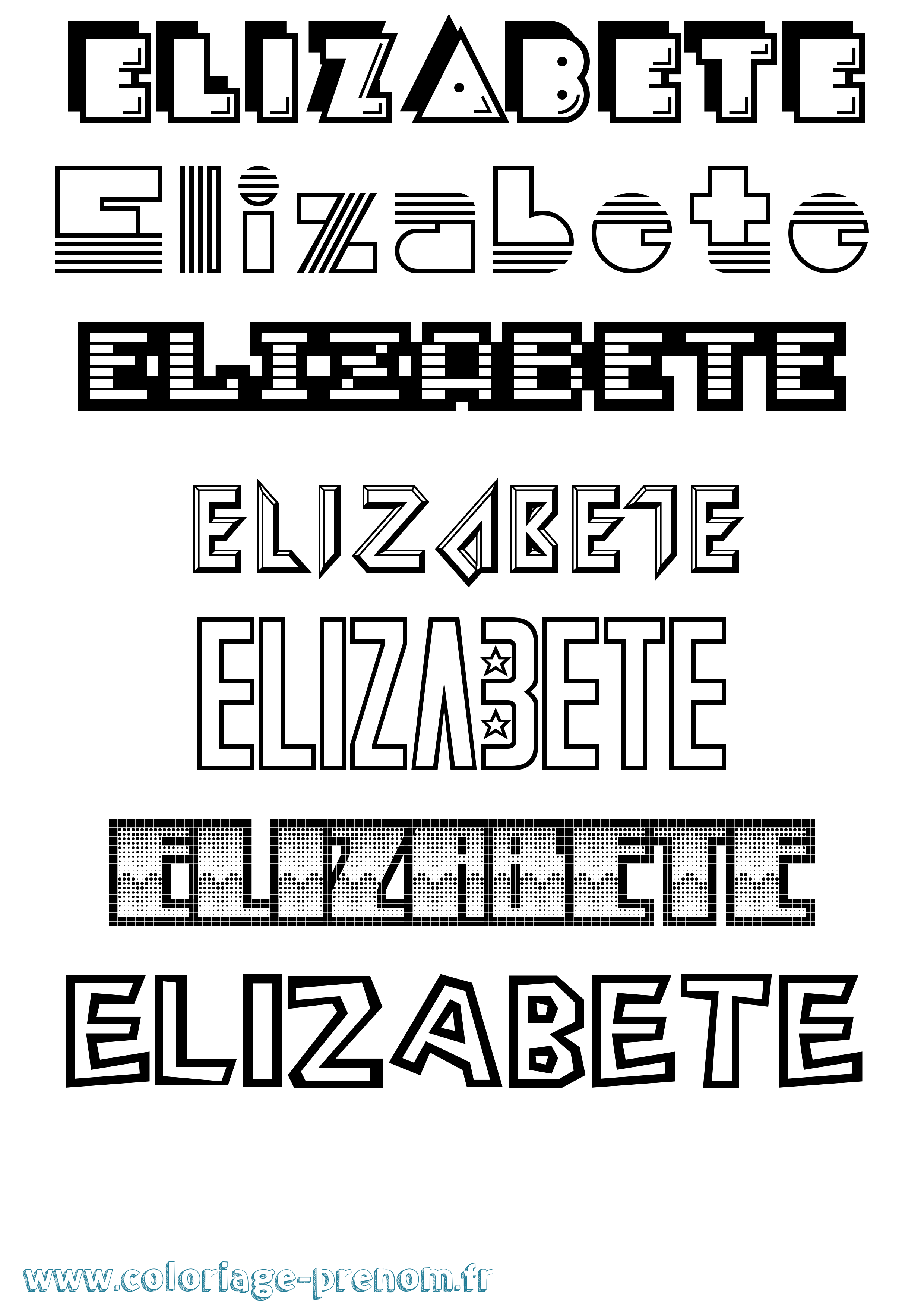 Coloriage Elizabete Jeux Vidéos Coloriage prénom Elizabete Jeux Vidéos