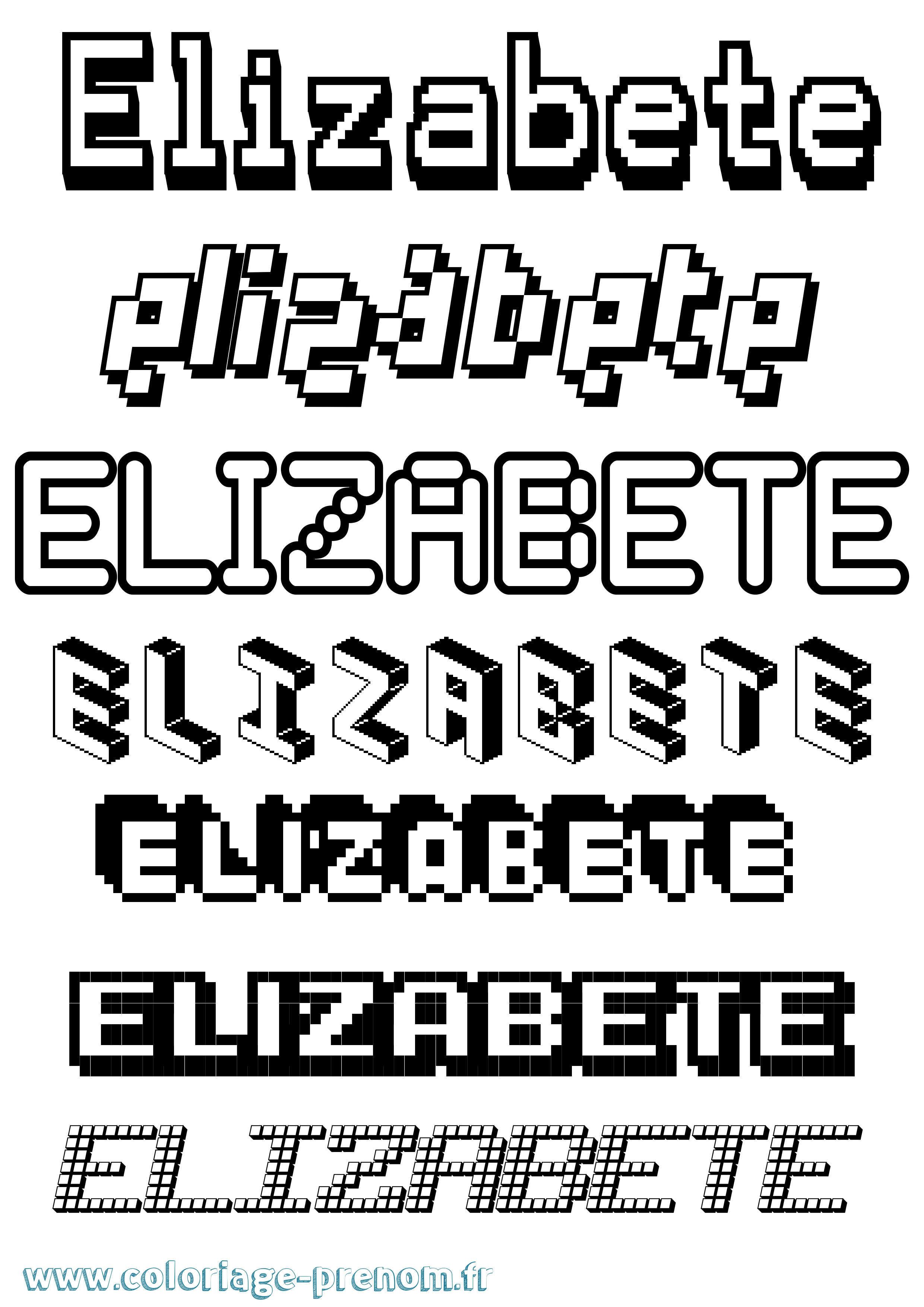 Coloriage Elizabete Pixel Coloriage prénom Elizabete Pixel
