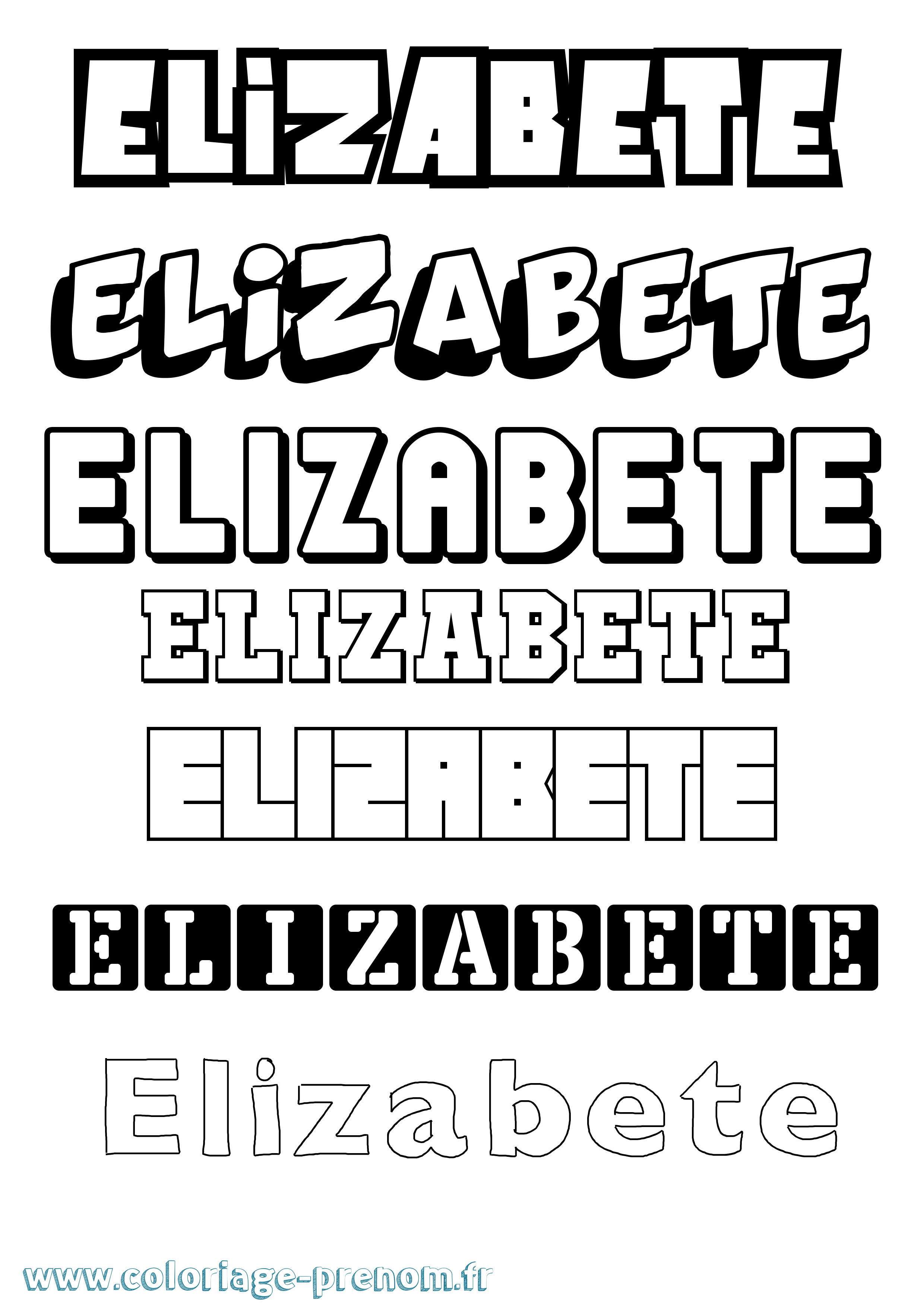 Coloriage Elizabete Simple Coloriage prénom Elizabete Simple