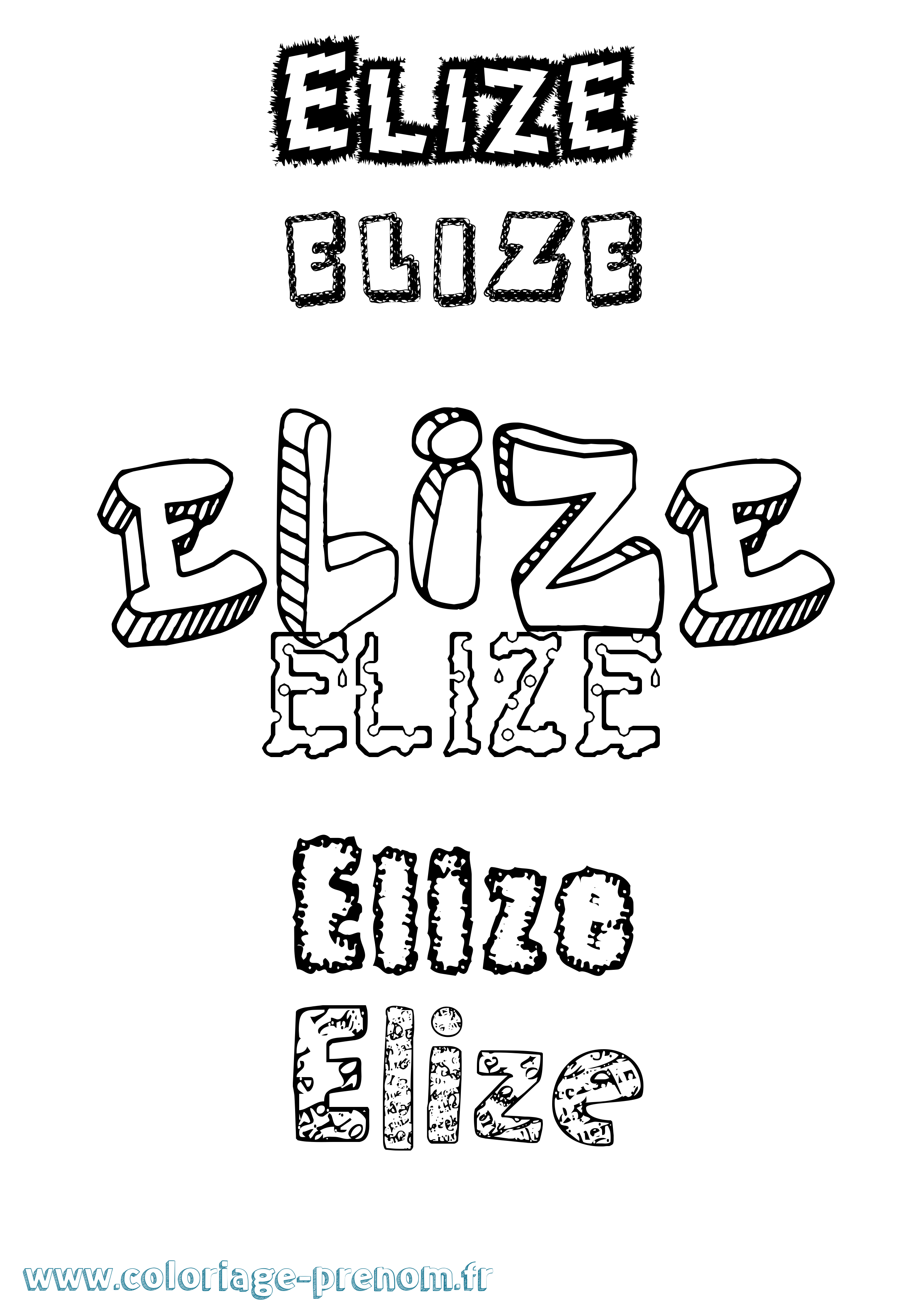Coloriage Elize Destructuré Coloriage prénom Elize Destructuré
