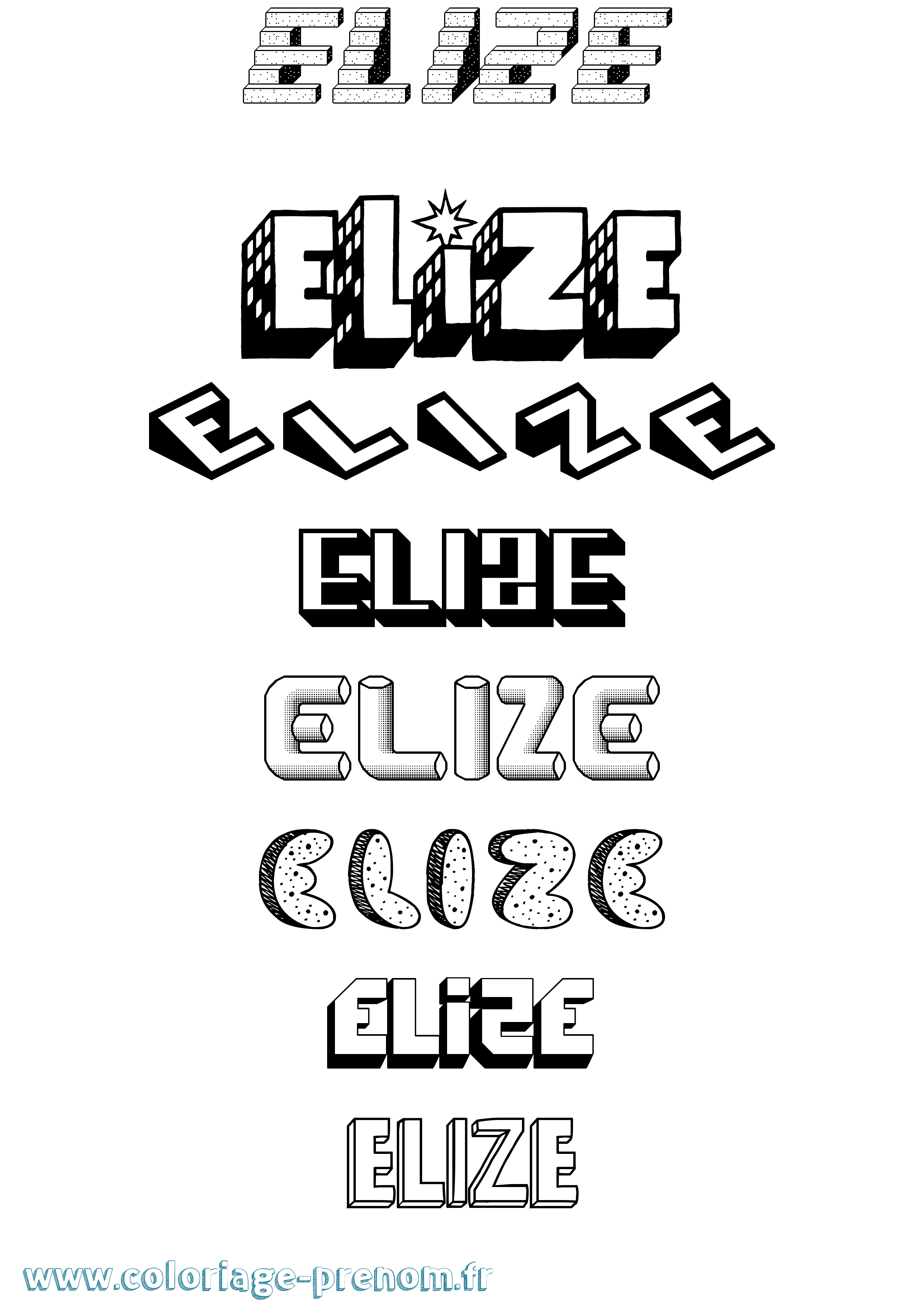 Coloriage Elize Effet 3D Coloriage prénom Elize Effet 3D