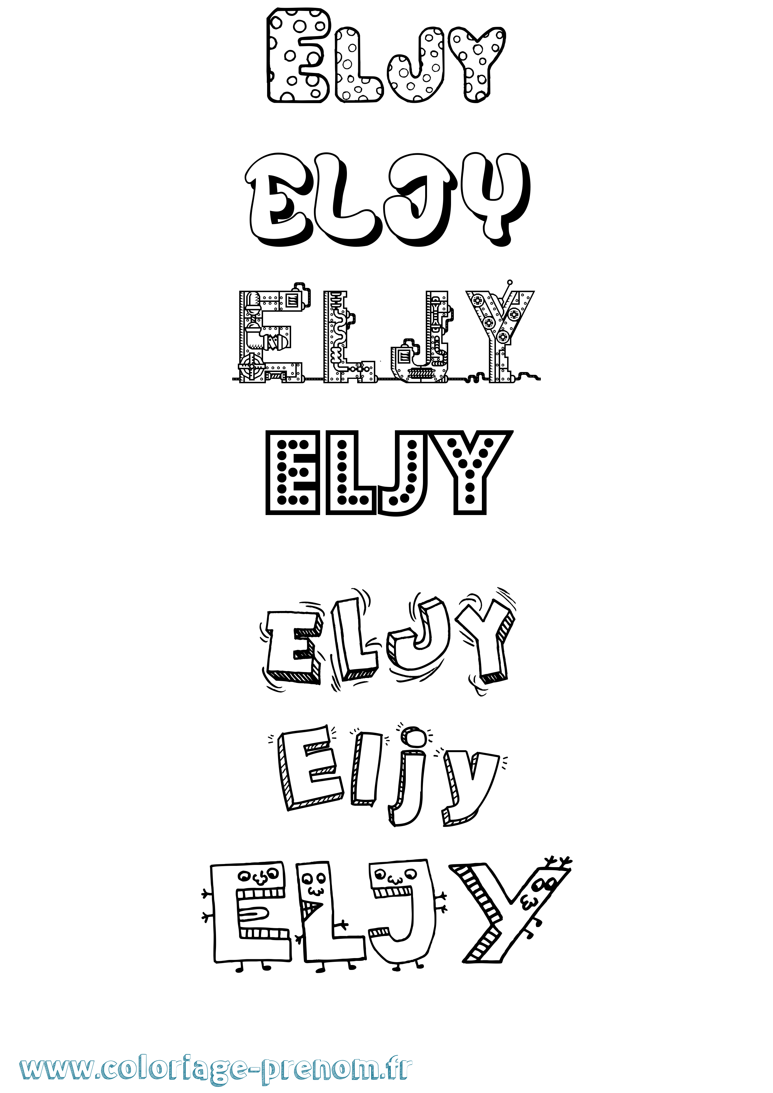 Coloriage Eljy Fun Coloriage prénom Eljy Fun