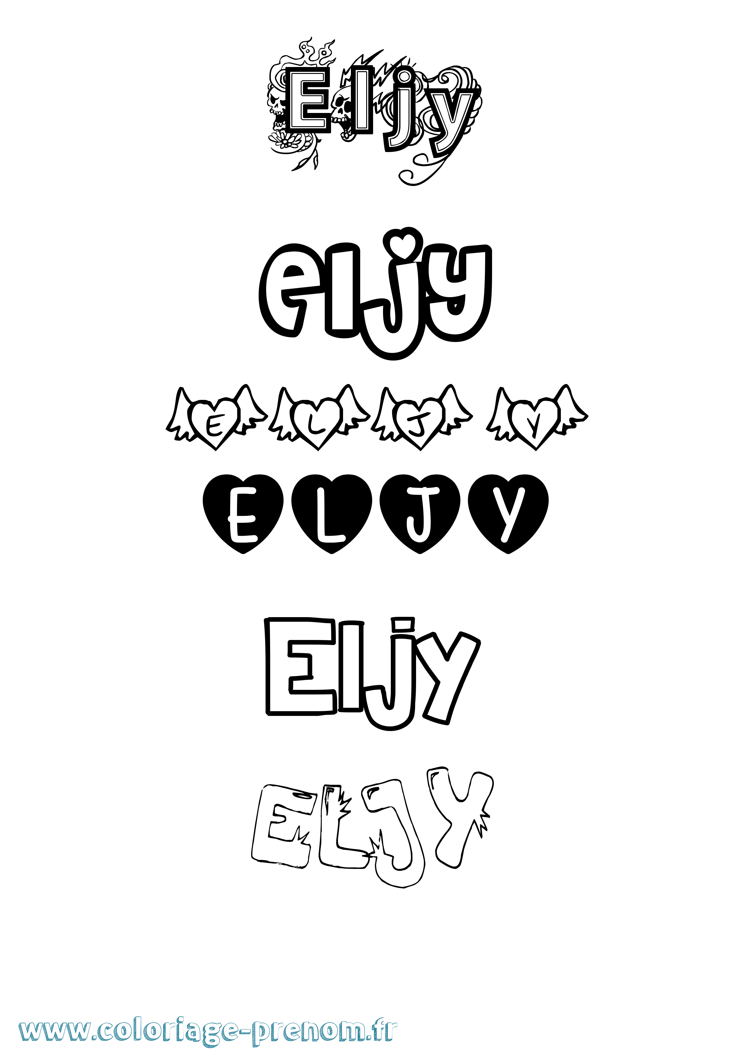 Coloriage Eljy Girly Coloriage prénom Eljy Girly