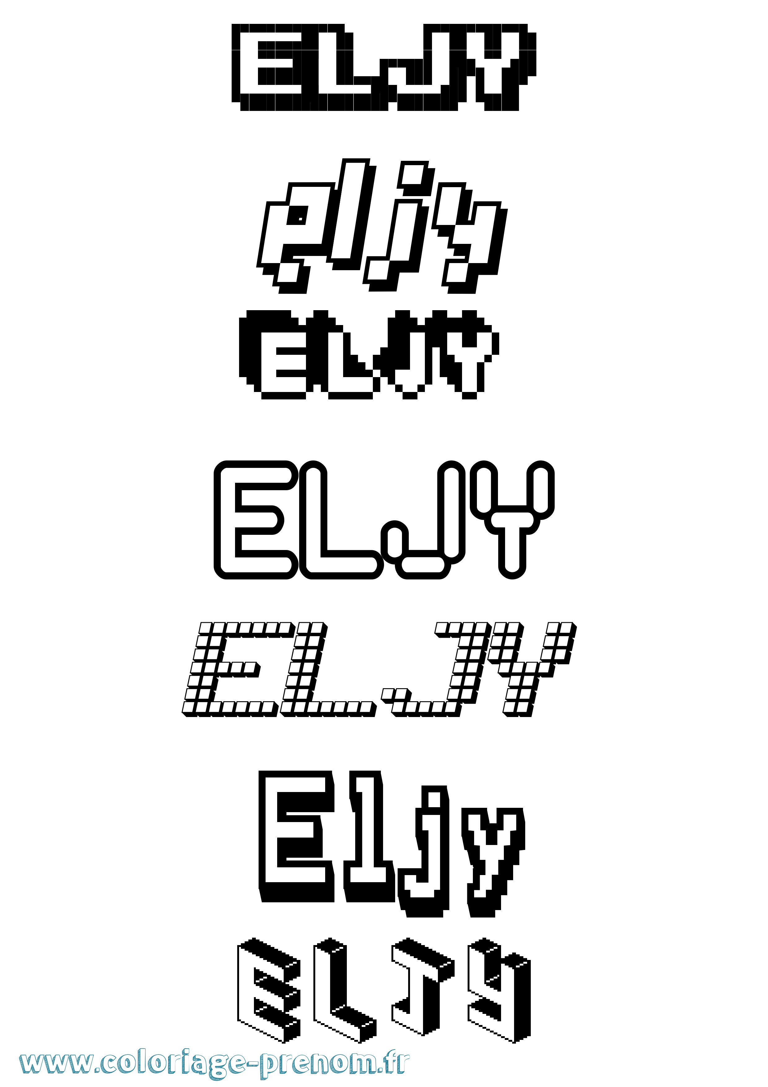 Coloriage Eljy Pixel Coloriage prénom Eljy Pixel