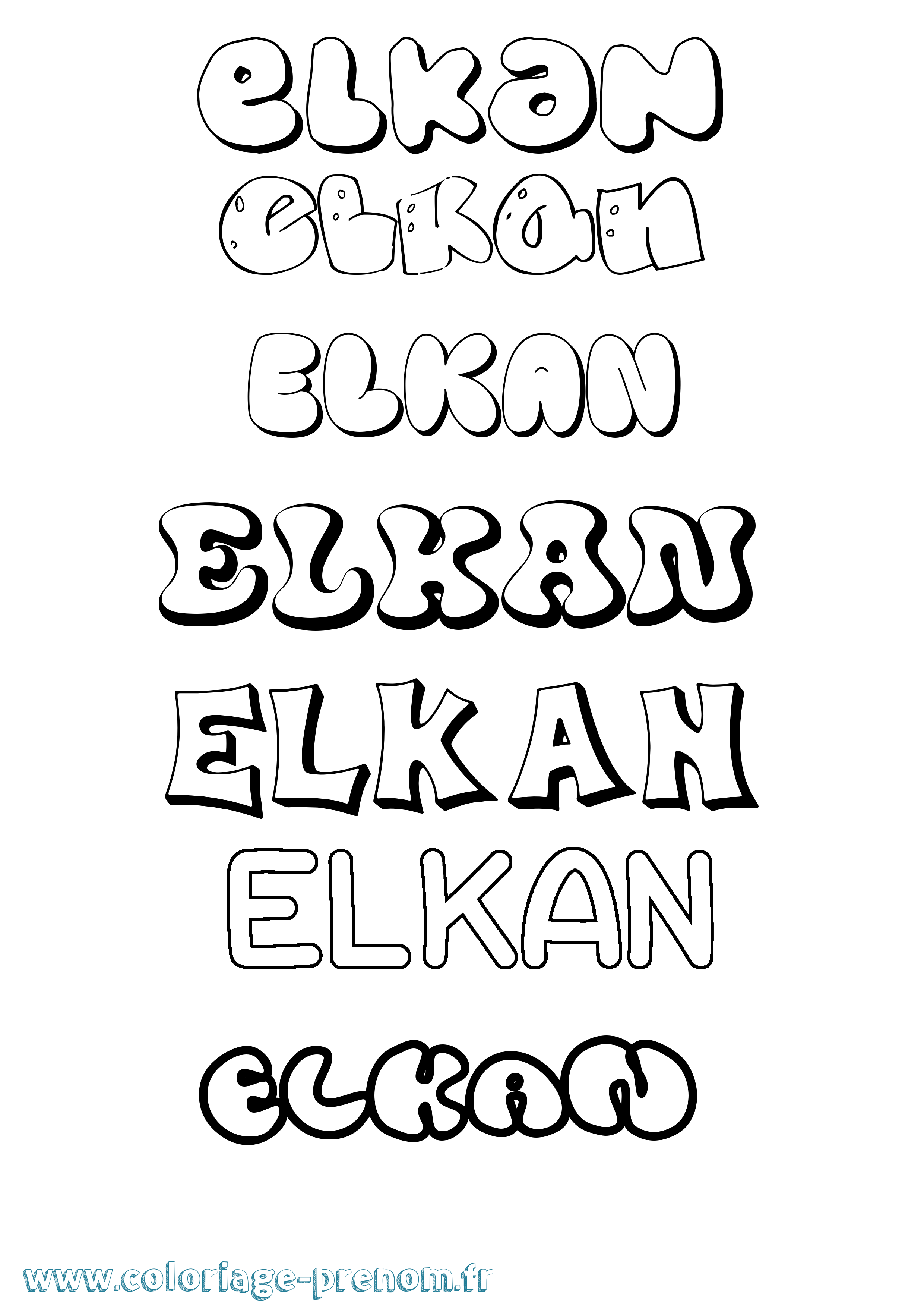 Coloriage Elkan Bubble Coloriage prénom Elkan Bubble