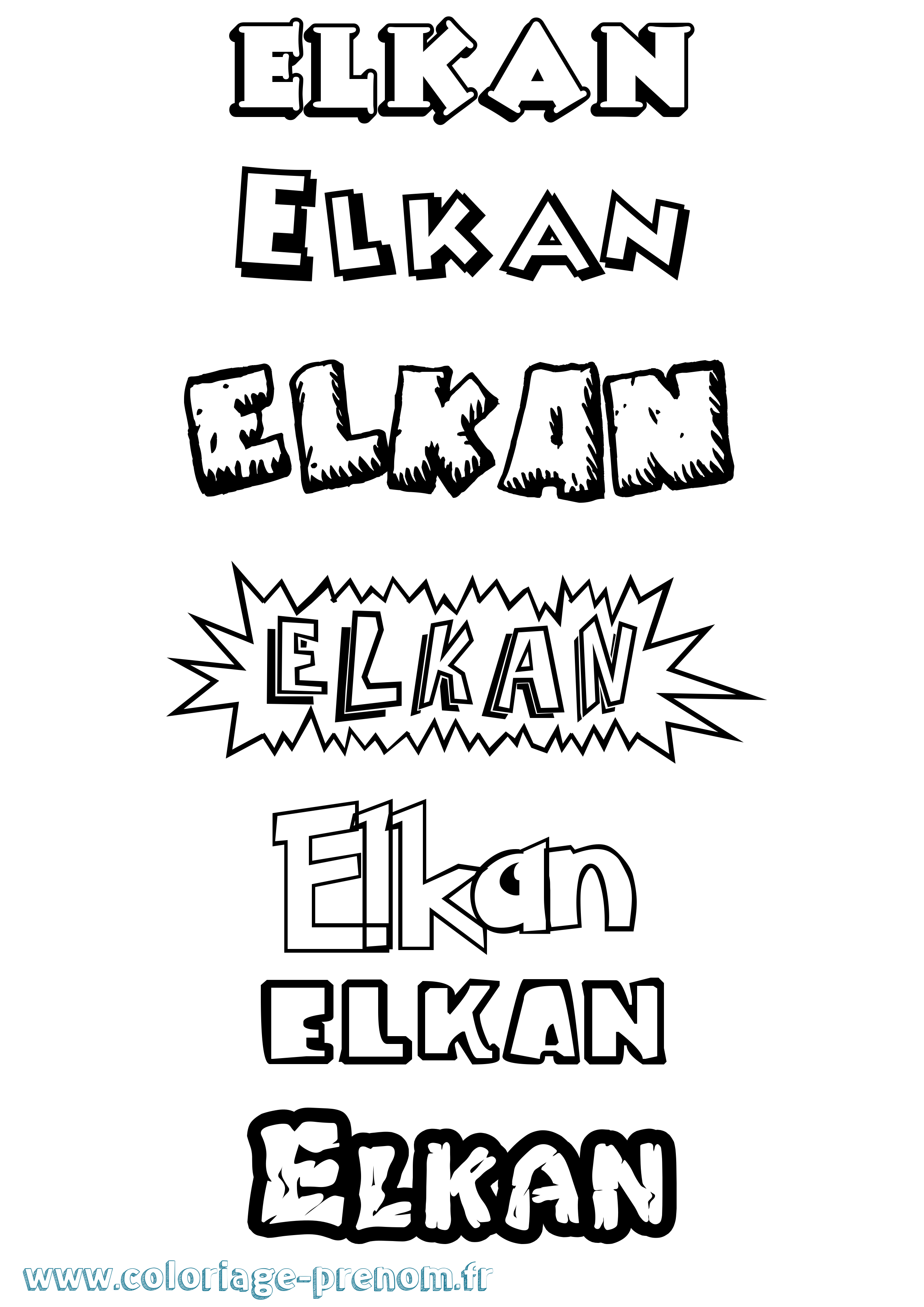Coloriage Elkan Dessin Animé Coloriage prénom Elkan Dessin Animé