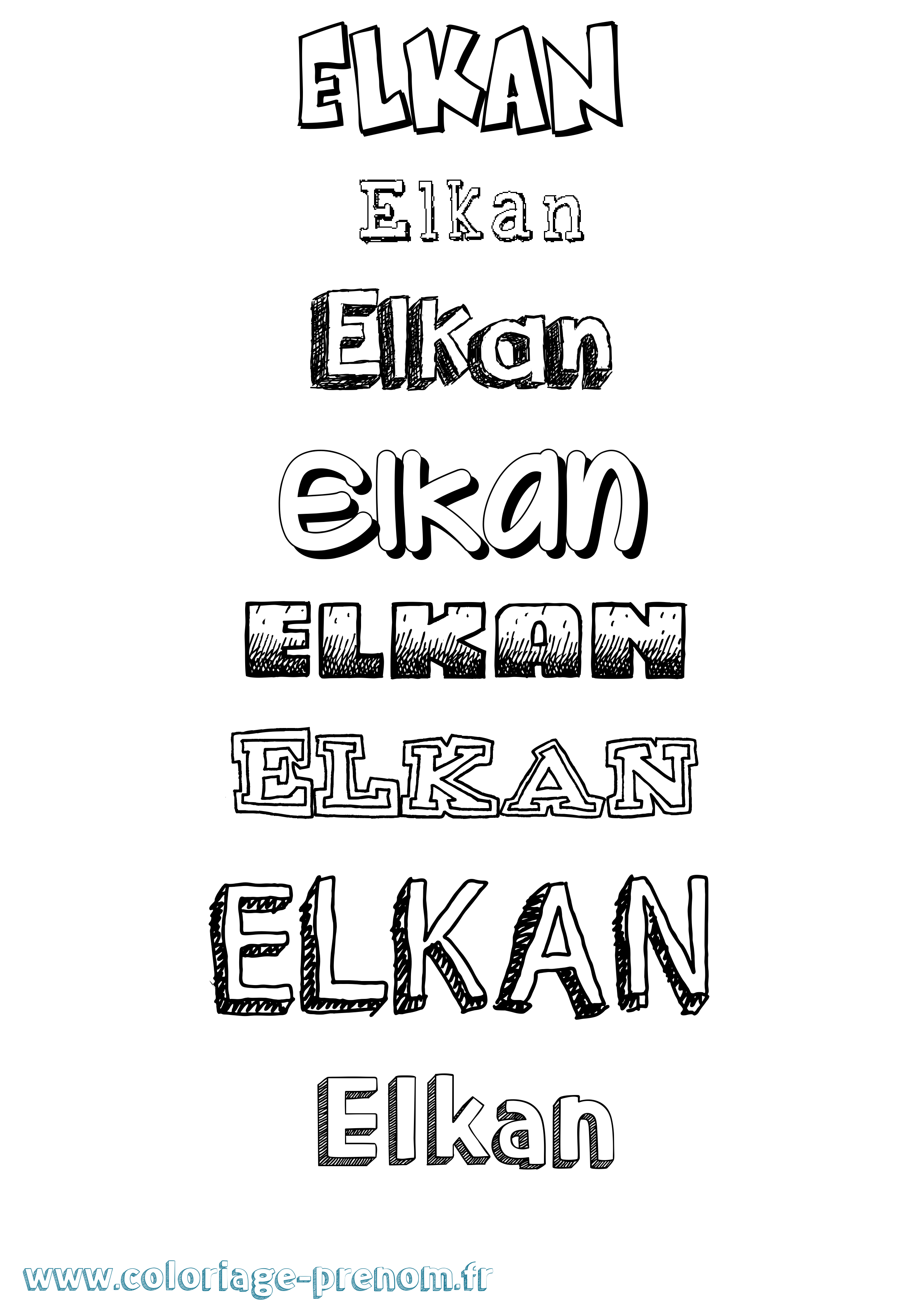 Coloriage Elkan Dessiné Coloriage prénom Elkan Dessiné