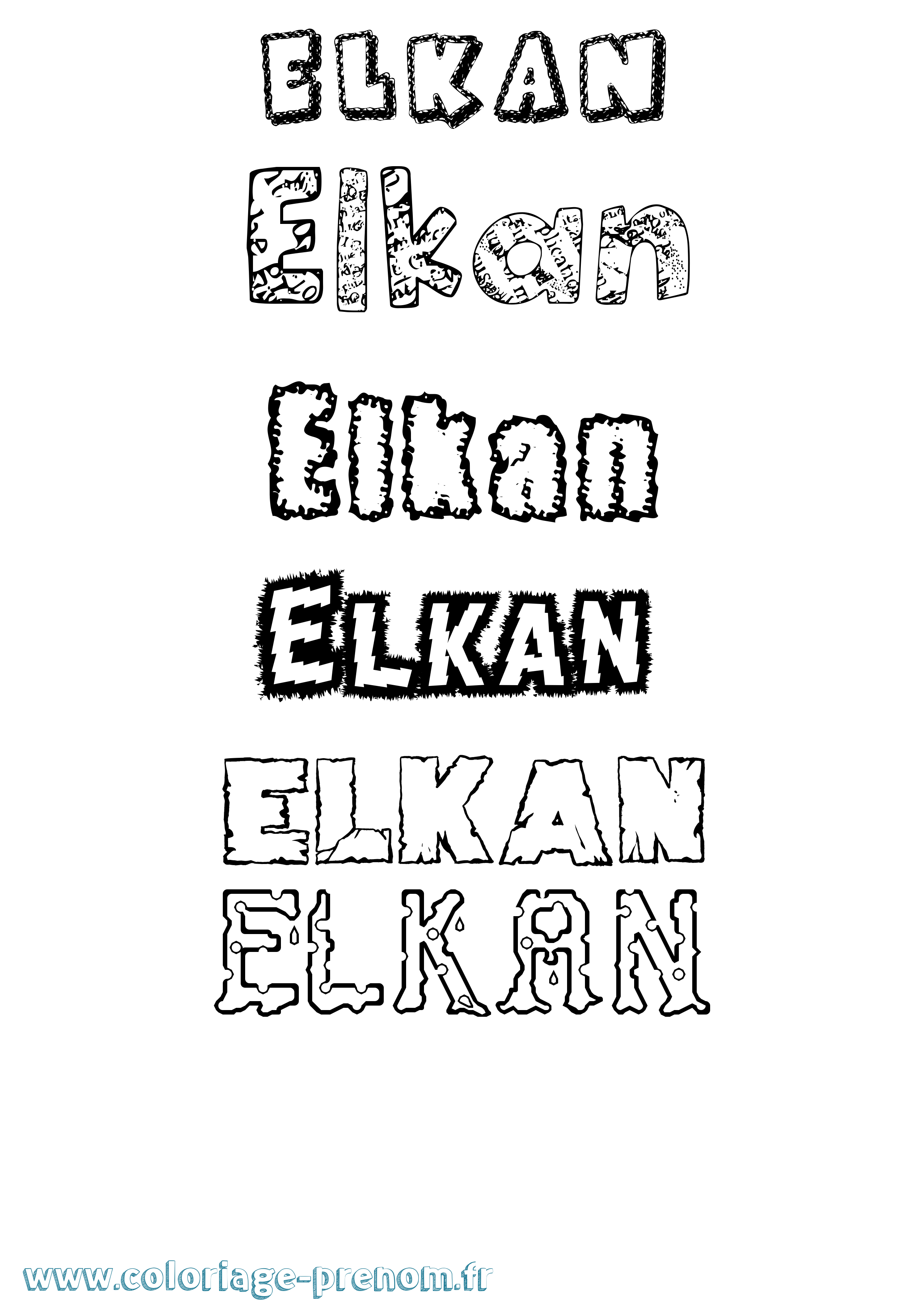 Coloriage Elkan Destructuré Coloriage prénom Elkan Destructuré