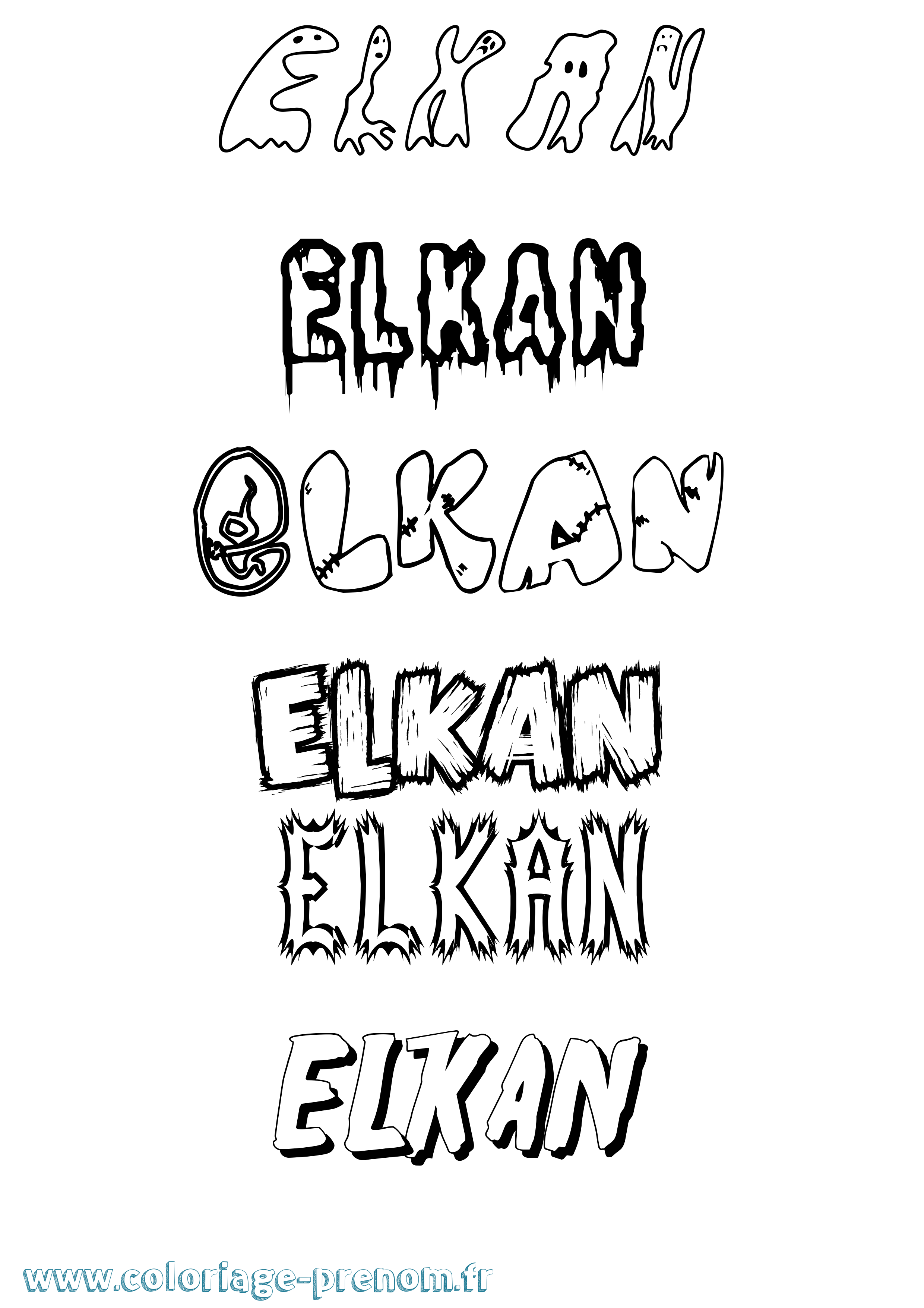 Coloriage Elkan Frisson Coloriage prénom Elkan Frisson