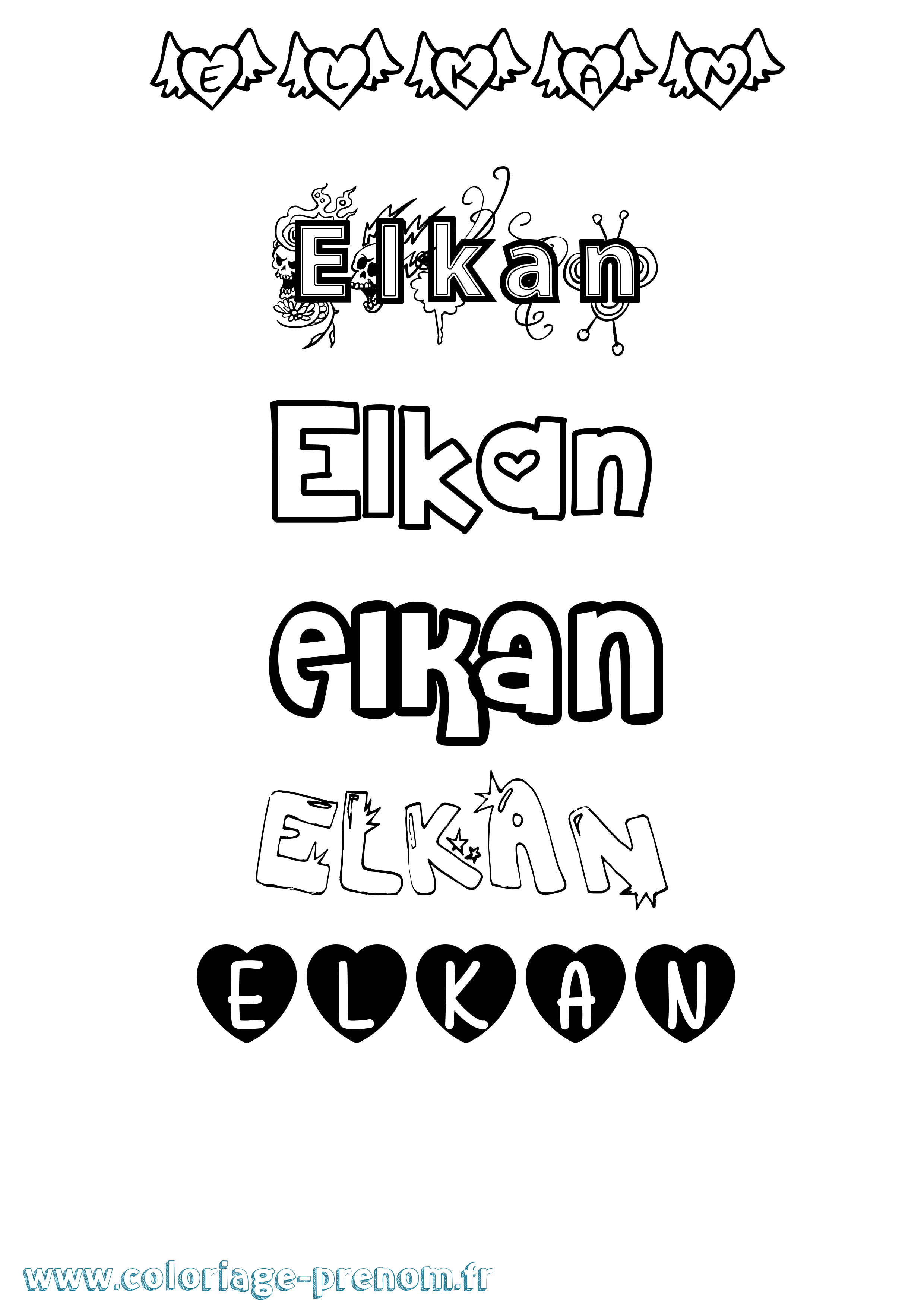 Coloriage Elkan Girly Coloriage prénom Elkan Girly