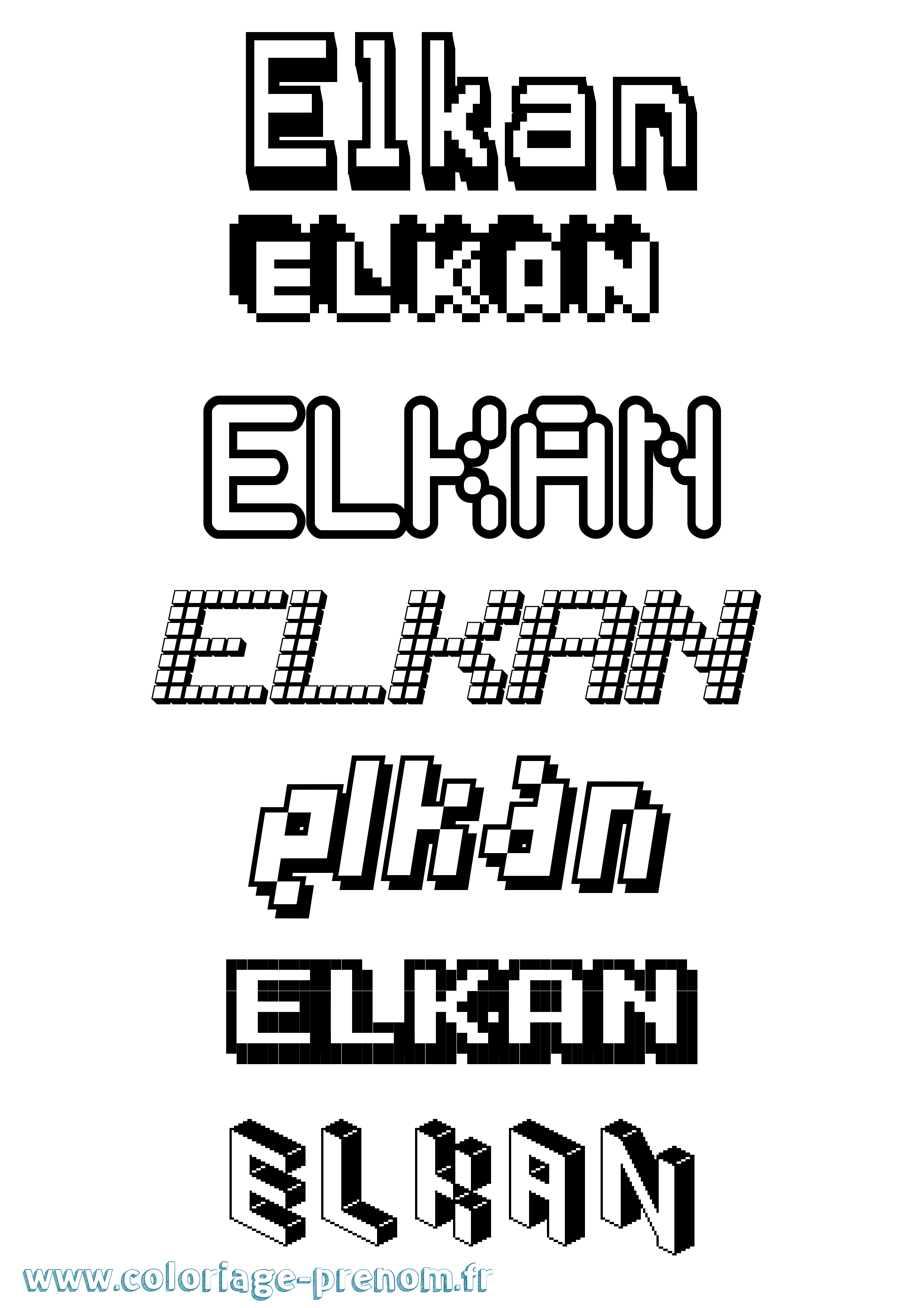 Coloriage Elkan Pixel Coloriage prénom Elkan Pixel