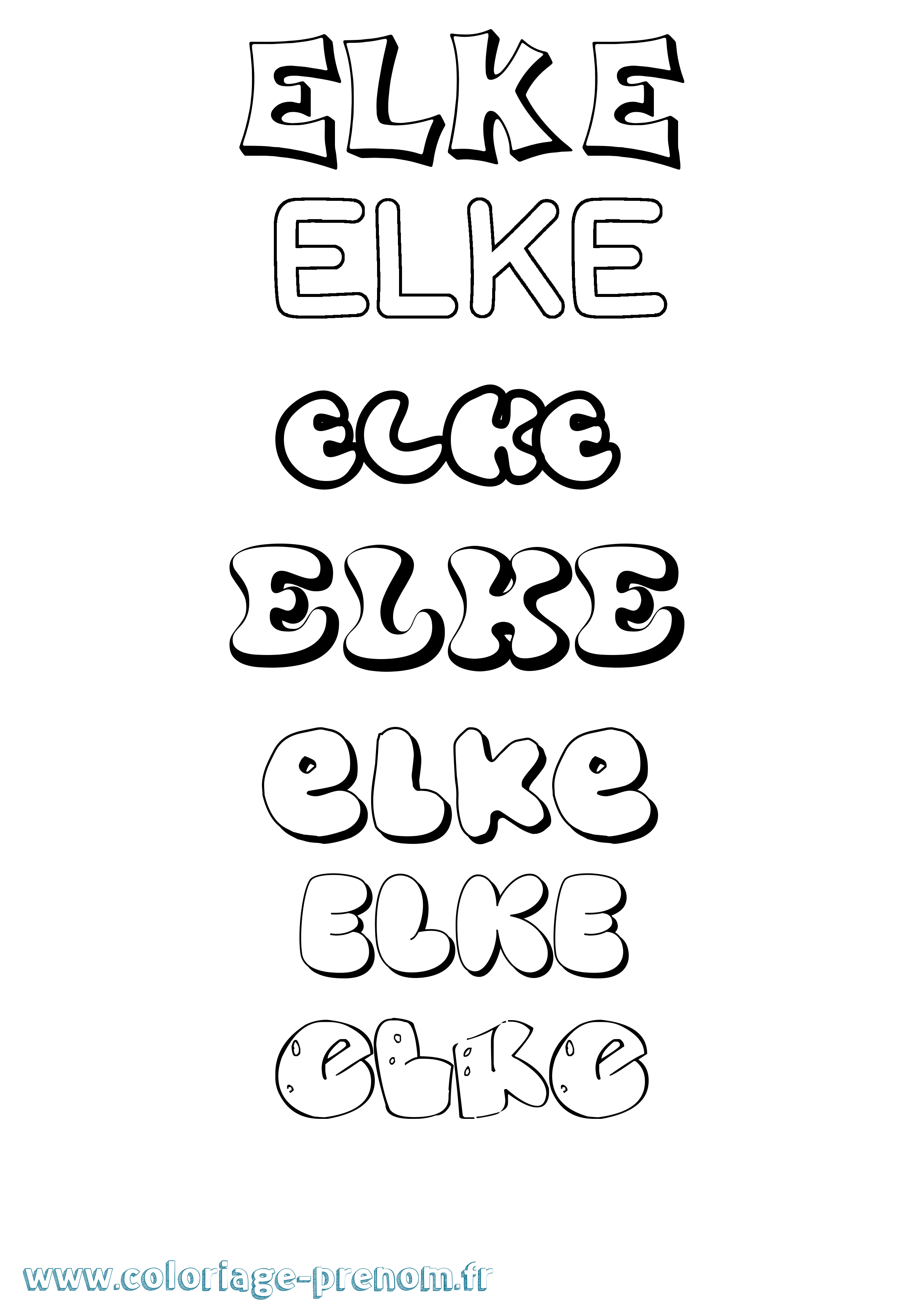 Coloriage Elke Bubble Coloriage prénom Elke Bubble