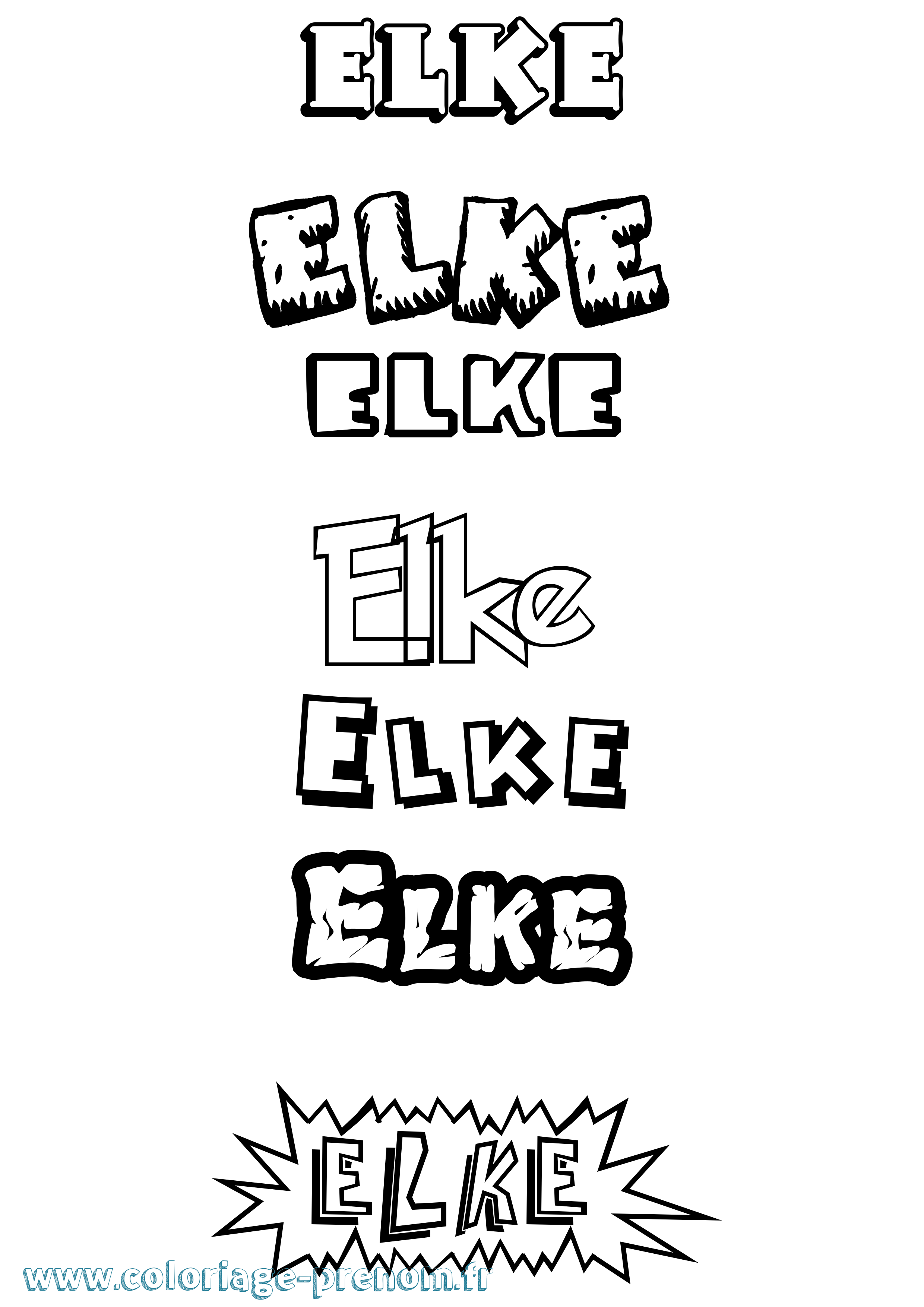 Coloriage Elke Dessin Animé Coloriage prénom Elke Dessin Animé