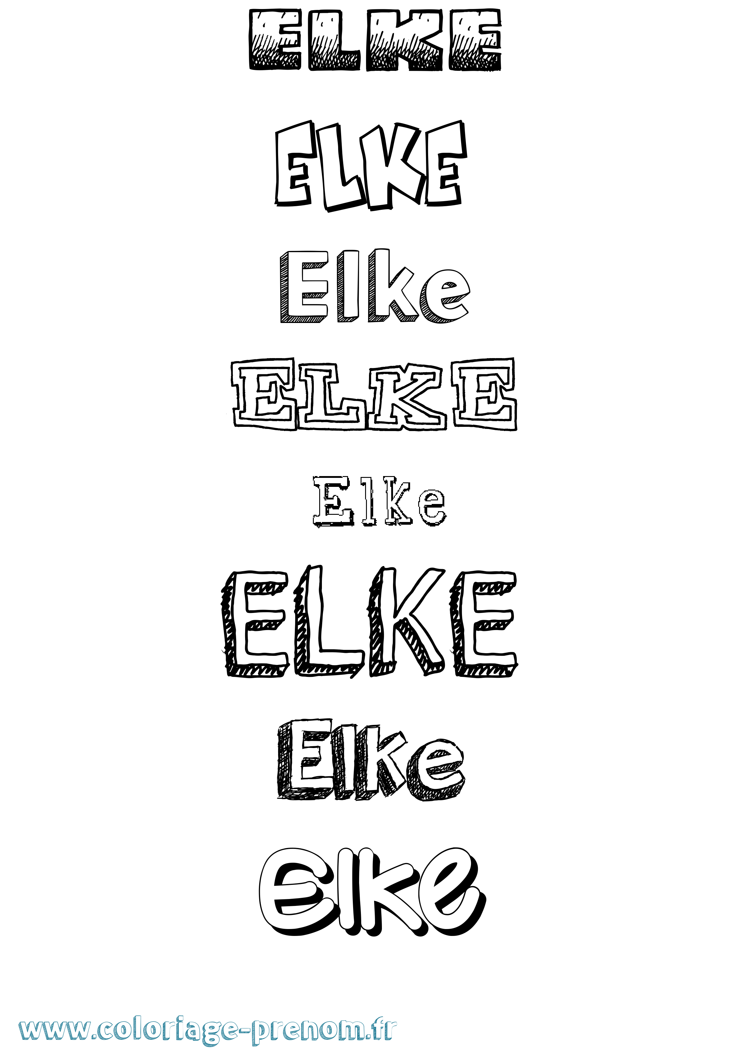 Coloriage Elke Dessiné Coloriage prénom Elke Dessiné