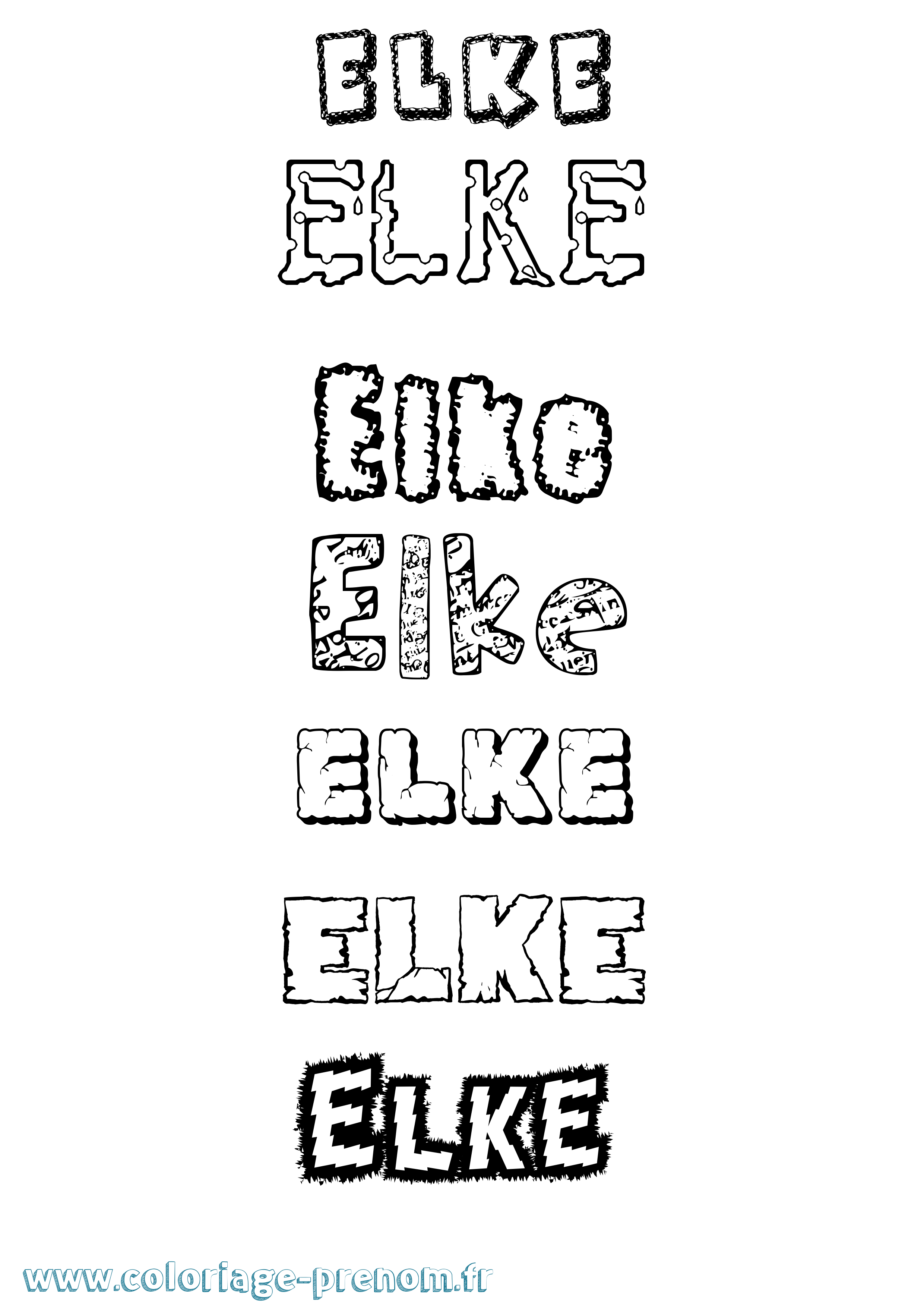 Coloriage Elke Destructuré Coloriage prénom Elke Destructuré