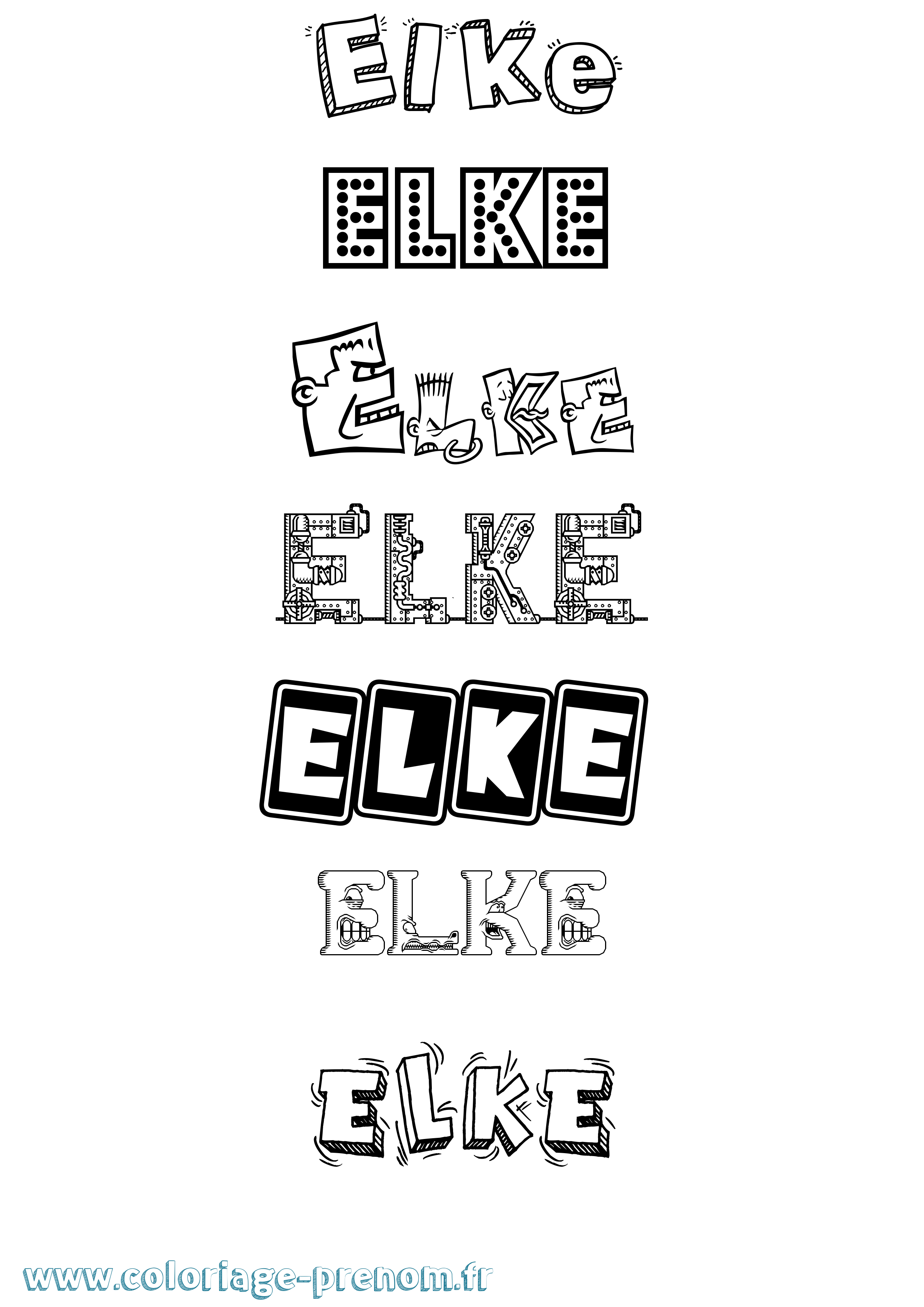 Coloriage Elke Fun Coloriage prénom Elke Fun