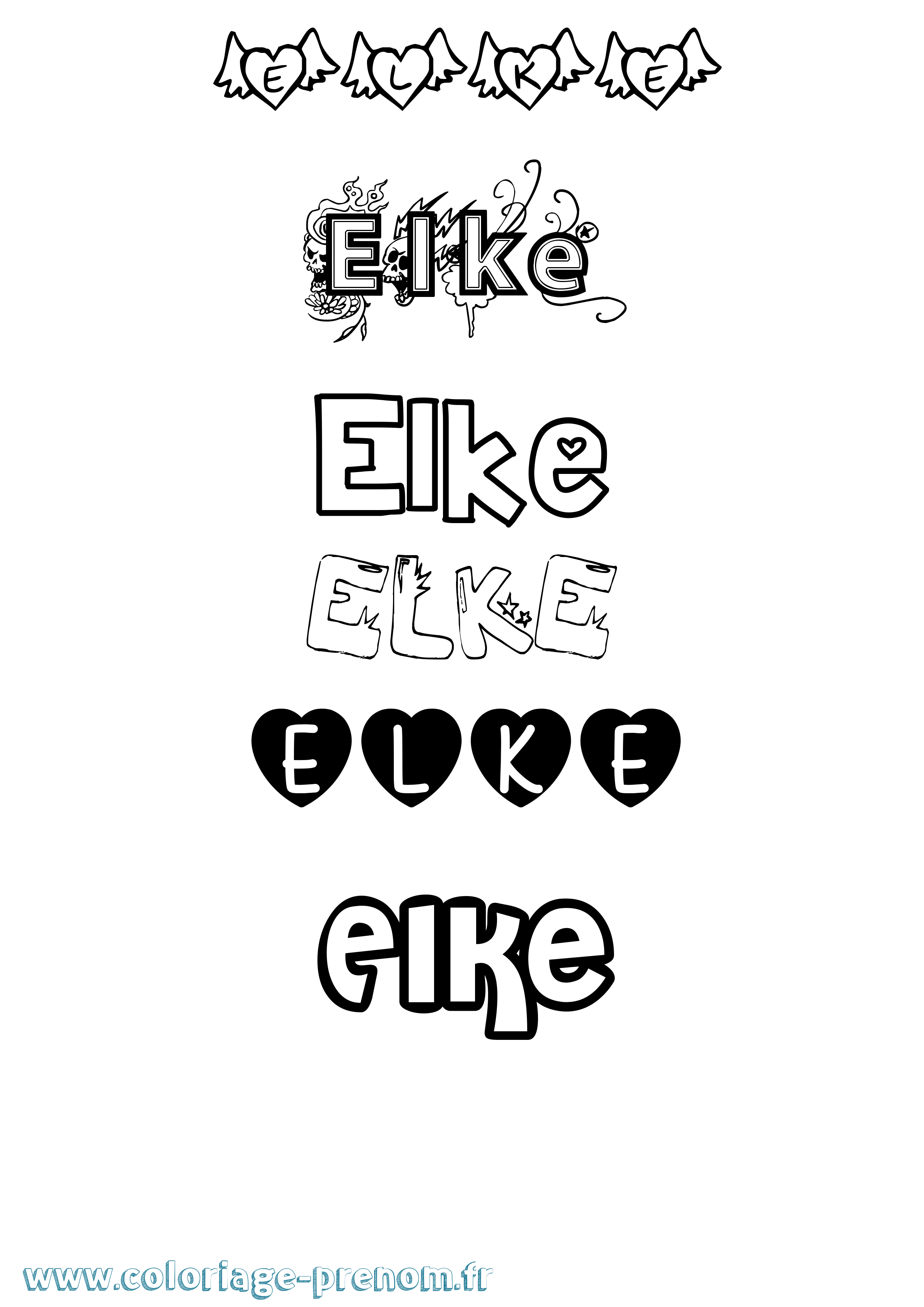 Coloriage Elke Girly Coloriage prénom Elke Girly