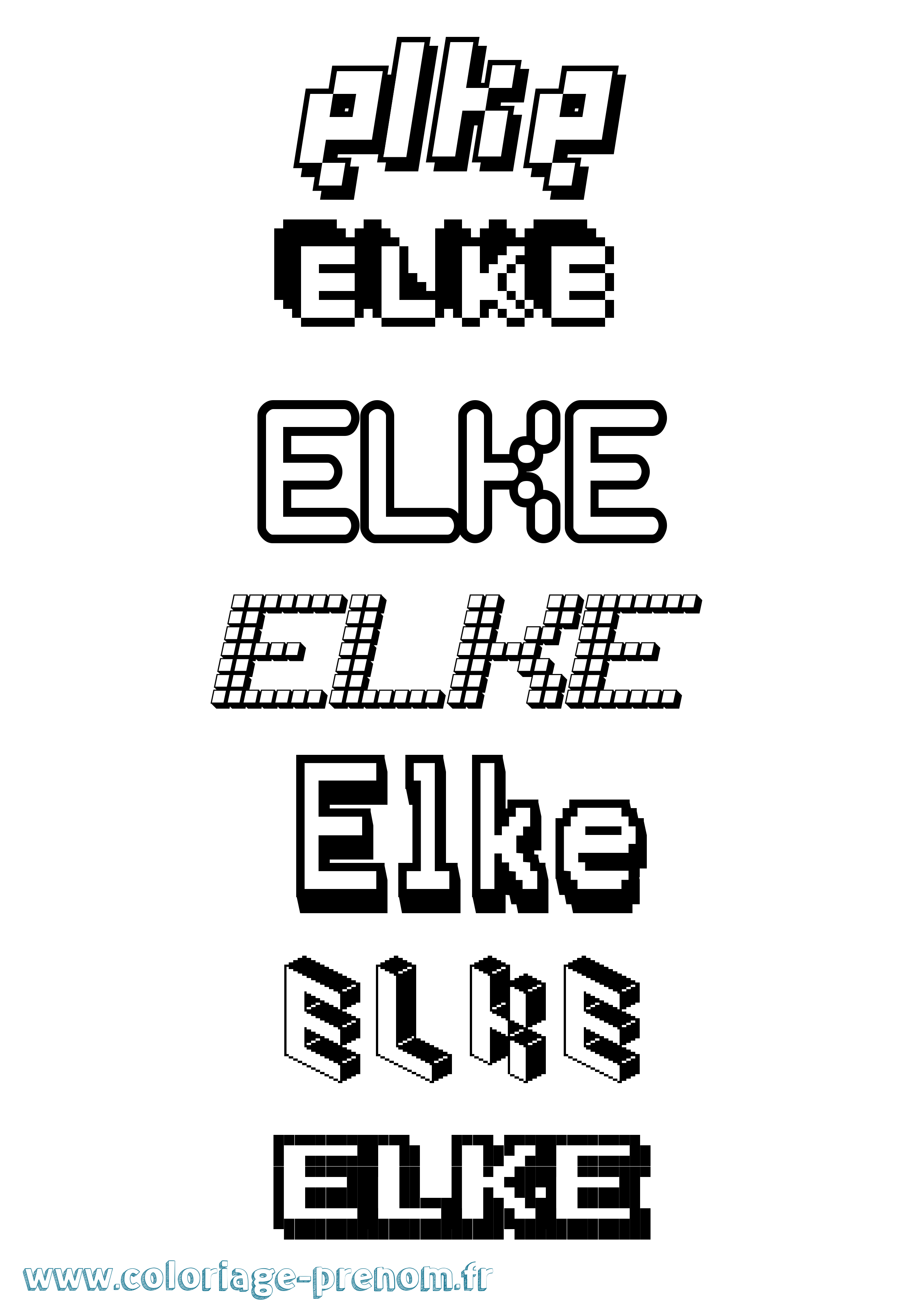 Coloriage Elke Pixel Coloriage prénom Elke Pixel