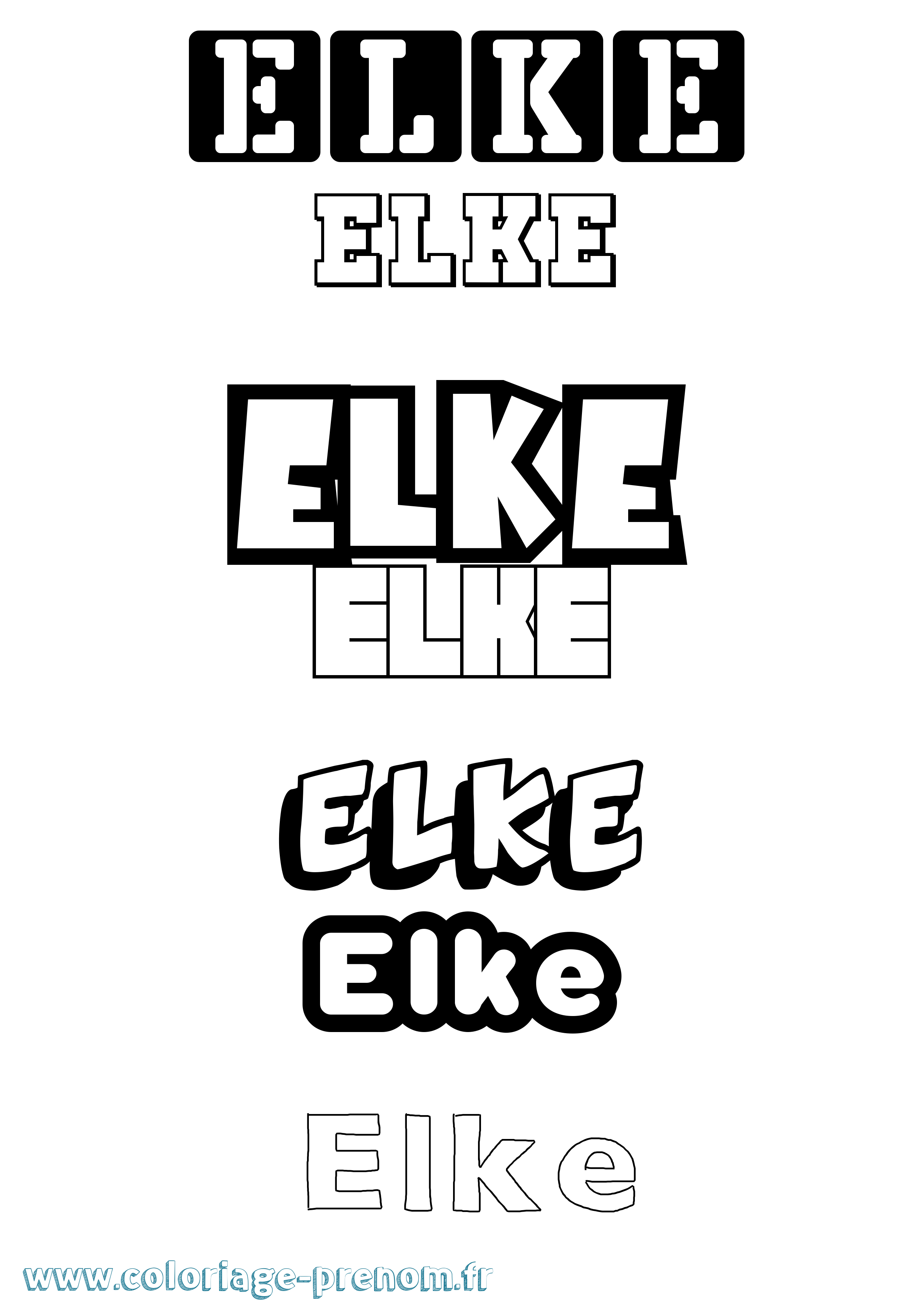 Coloriage Elke Simple Coloriage prénom Elke Simple