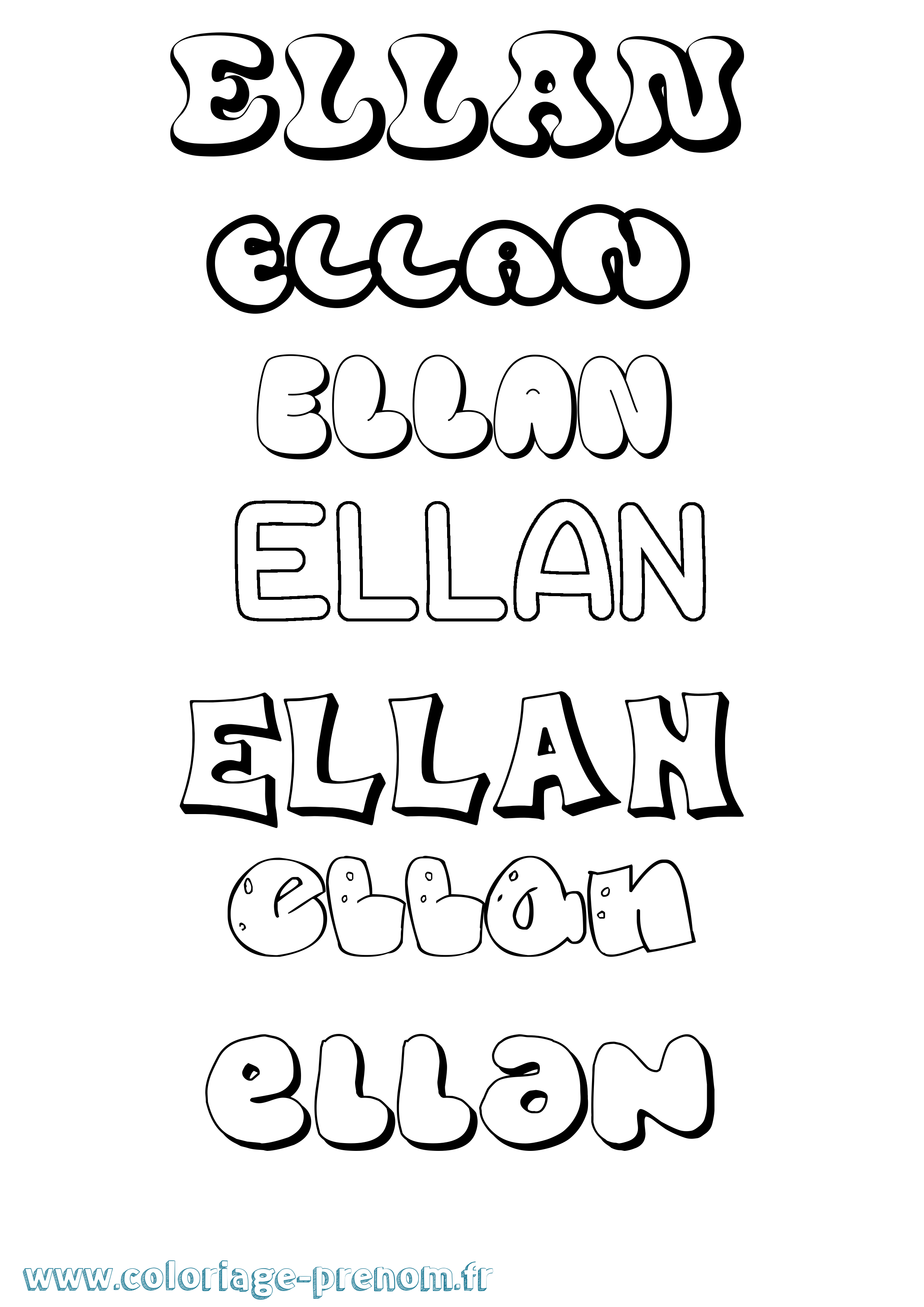 Coloriage Ellan Bubble Coloriage prénom Ellan Bubble