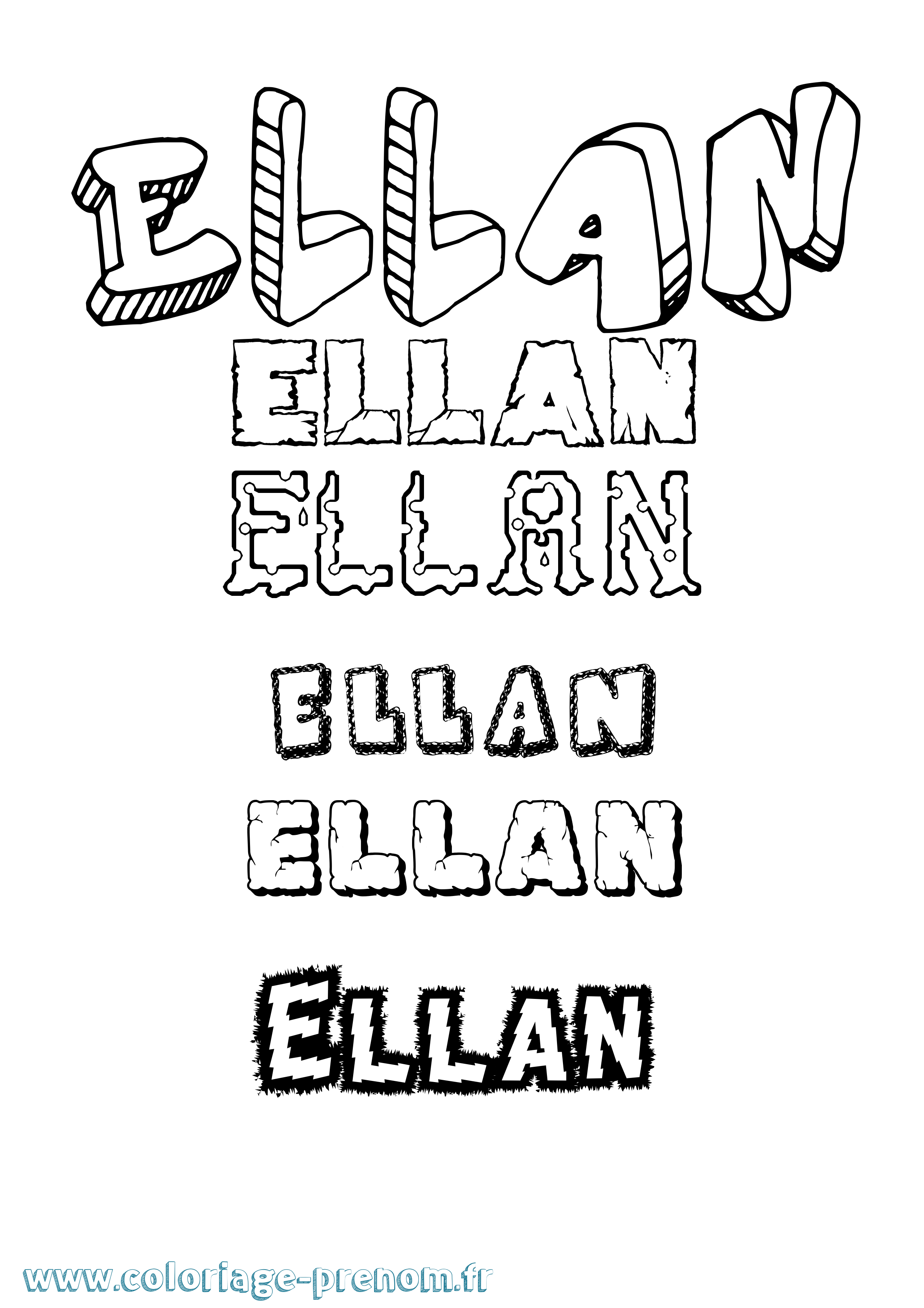 Coloriage Ellan Destructuré Coloriage prénom Ellan Destructuré