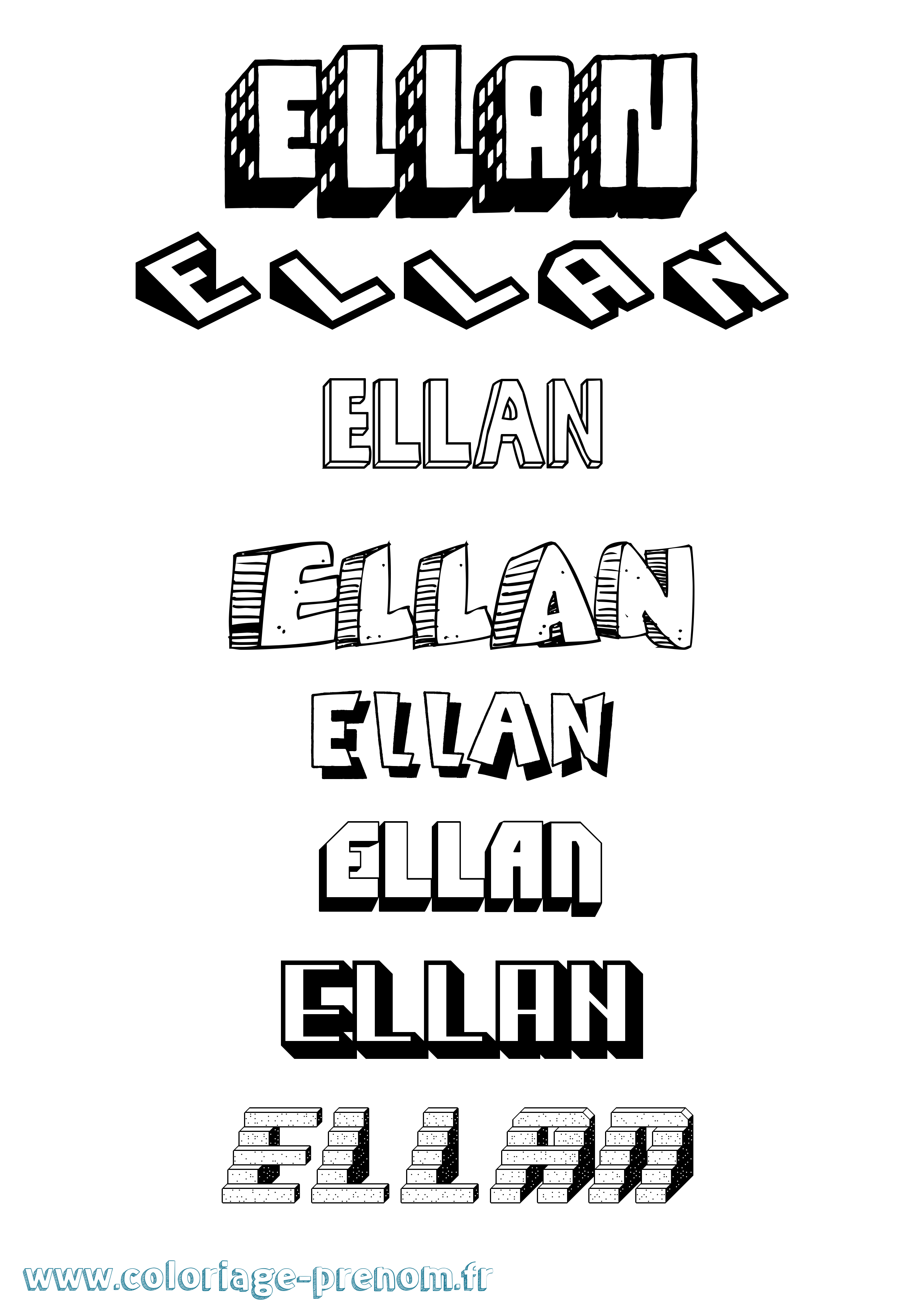 Coloriage Ellan Effet 3D Coloriage prénom Ellan Effet 3D