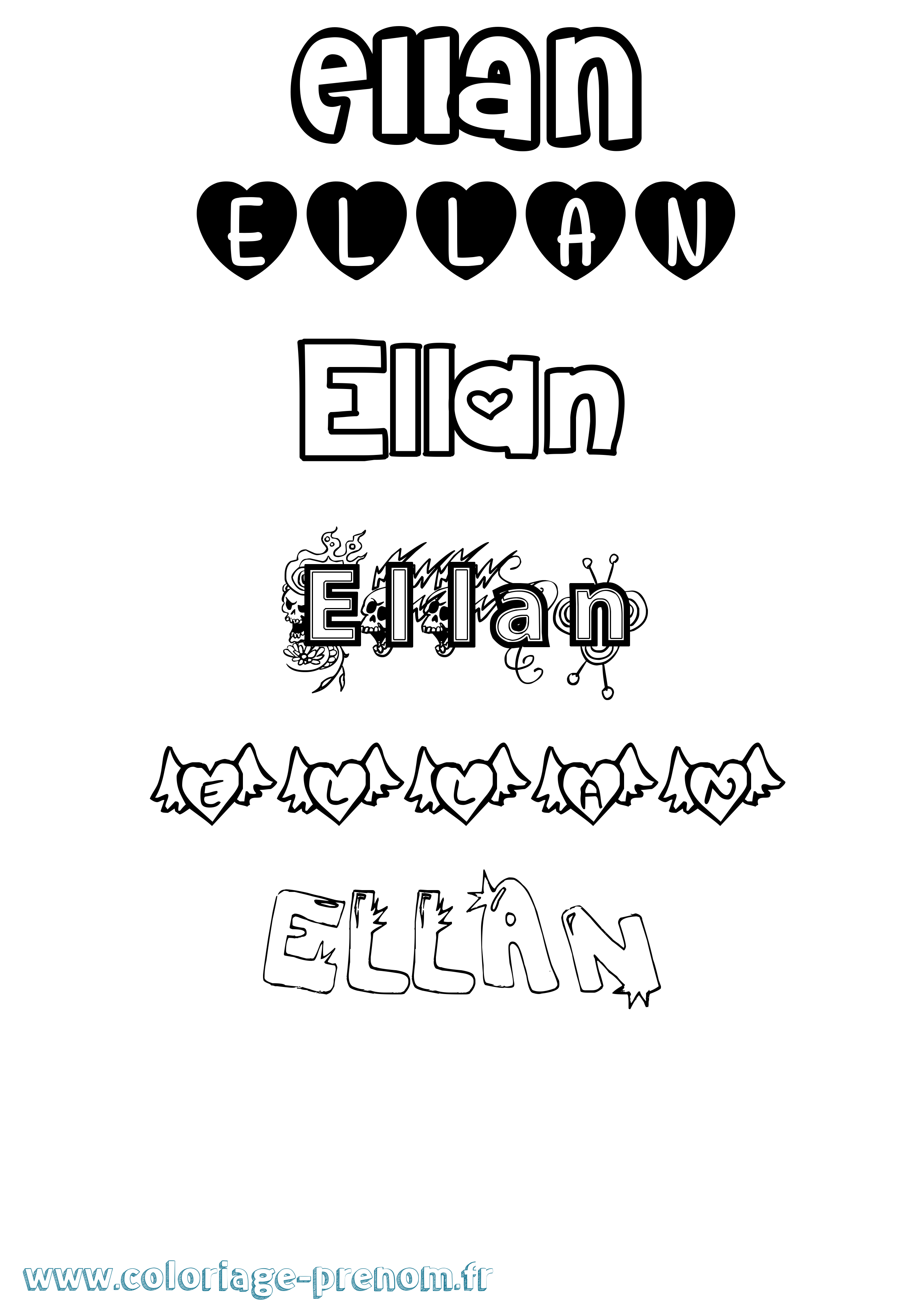 Coloriage Ellan Girly Coloriage prénom Ellan Girly
