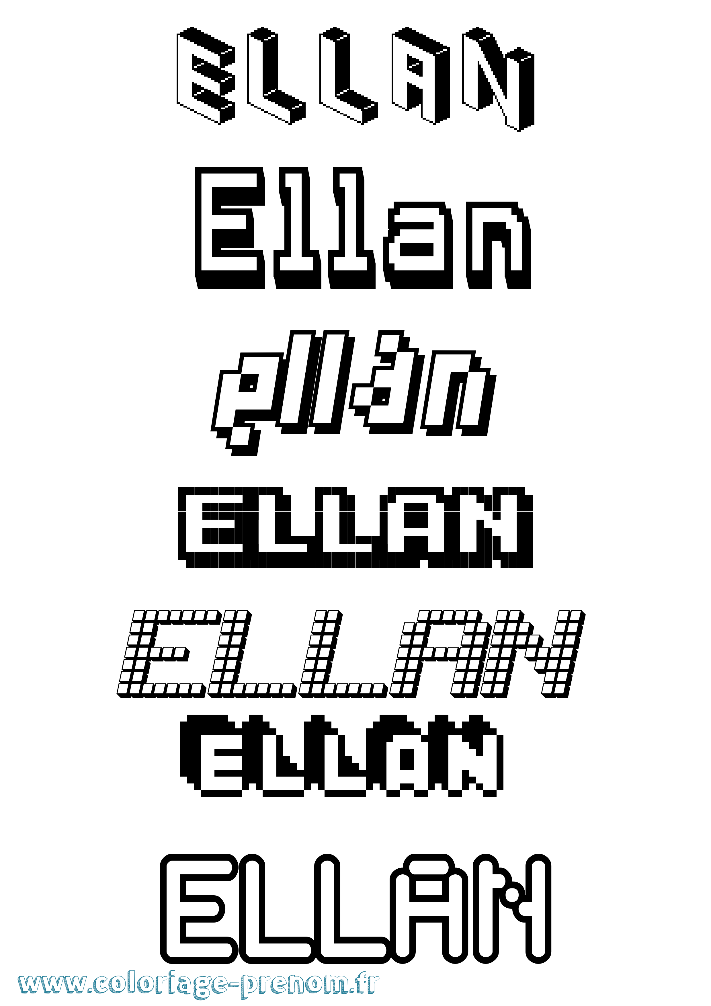 Coloriage Ellan Pixel Coloriage prénom Ellan Pixel