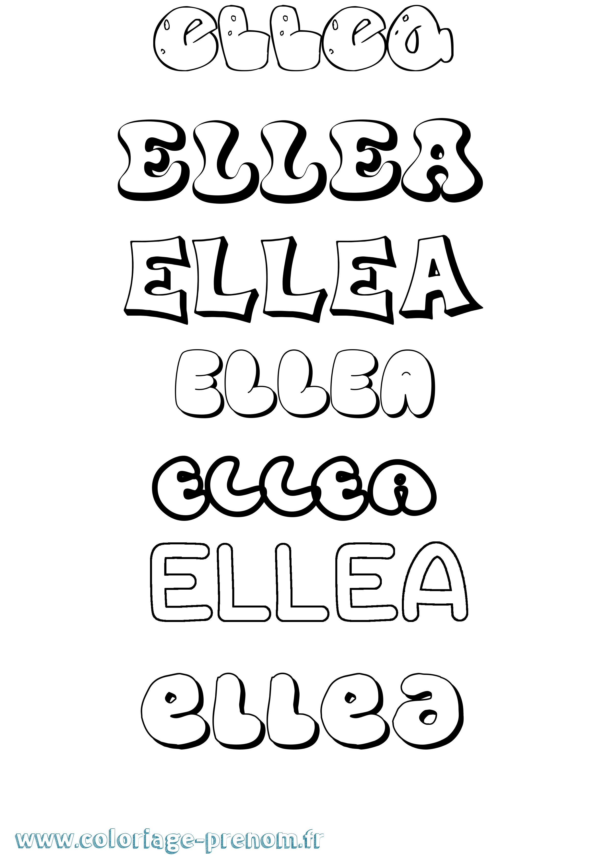 Coloriage Ellea Bubble Coloriage prénom Ellea Bubble
